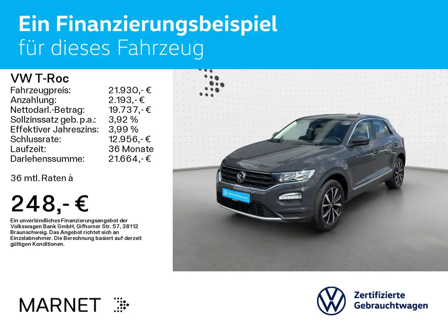 Volkswagen T-Roc Style 1.5 TSI DSG App-Connect*PDC*SHZ*Allw Grey - 2