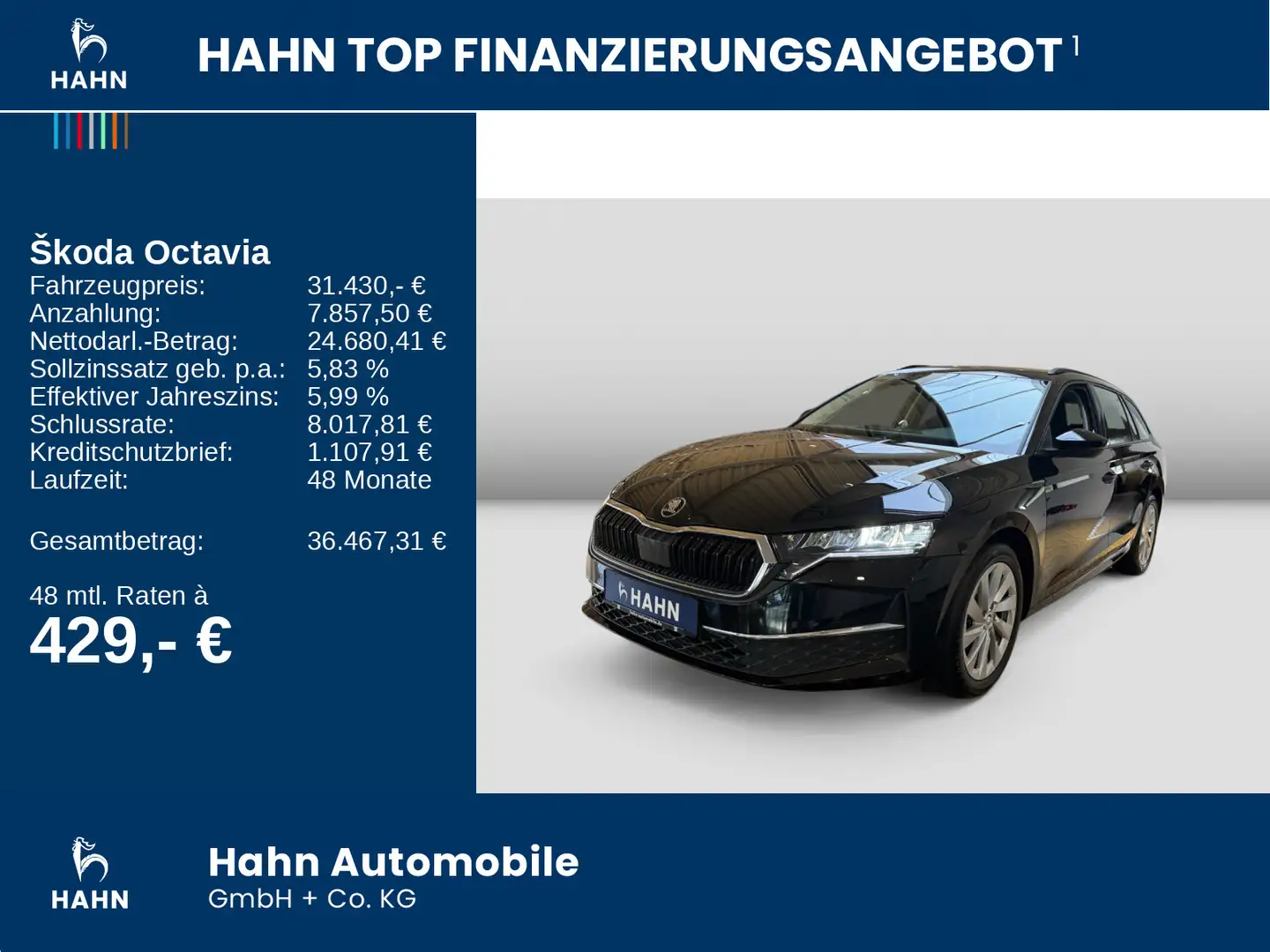 Skoda Octavia 1.5TSI DSG Selection AHK-Vor LED PDC Nav Schwarz - 2
