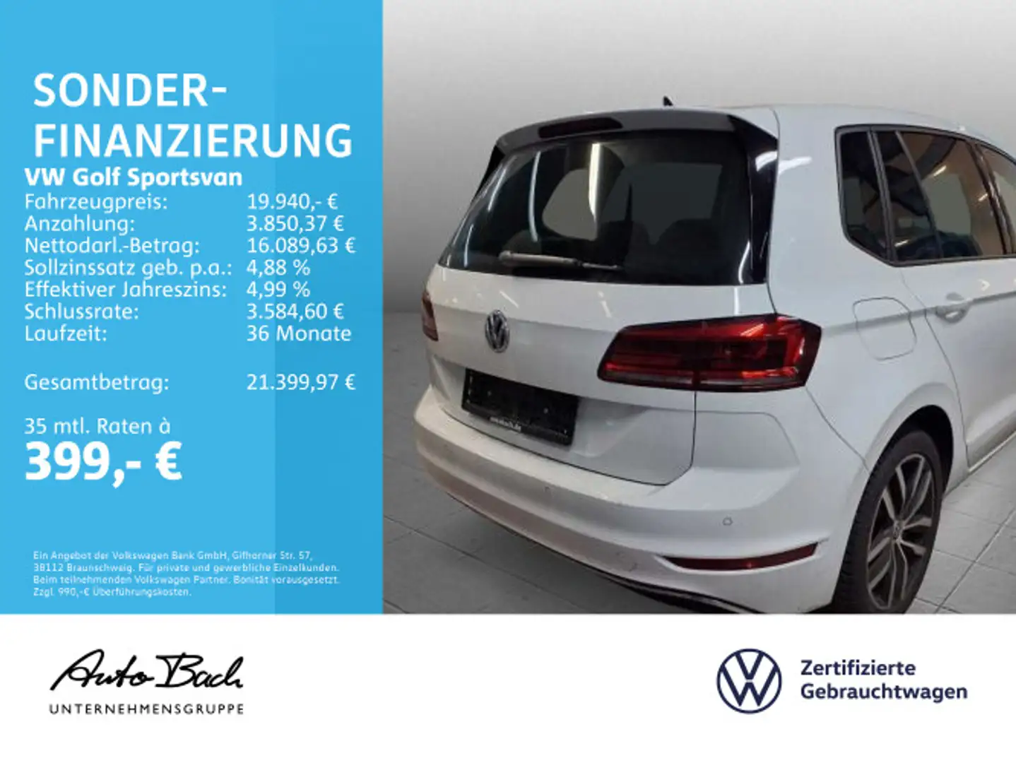 Volkswagen Golf Sportsvan 1.5 TSI DSG JOIN, Navi, LED, AHK, Weiß - 2
