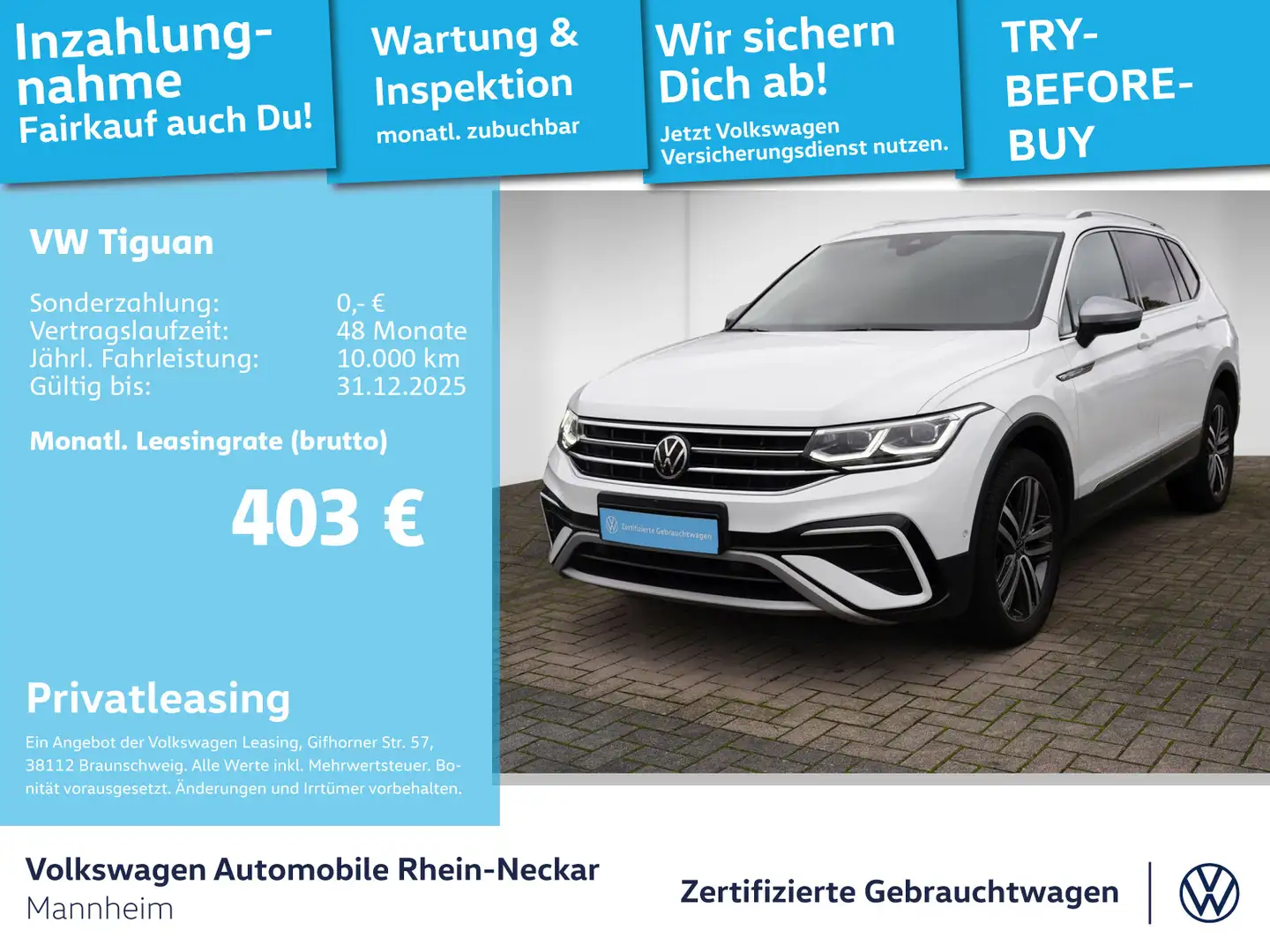Volkswagen Tiguan 2.0 TDI Elegance DSG 4Motion Navi Kamera Weiß - 1