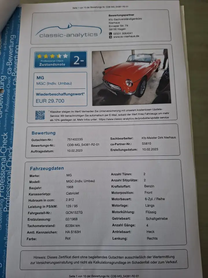MG MGC Cabrio TÜV neu bis 06.2028, foto 6