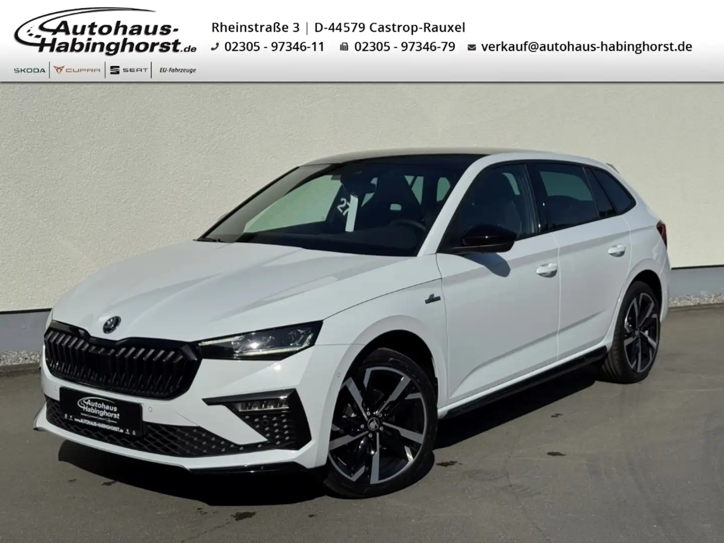 Skoda Scala FL 1.5 TSI DSG Monte Carlo AHK Navi Matrix Pano AC Weiß - 1