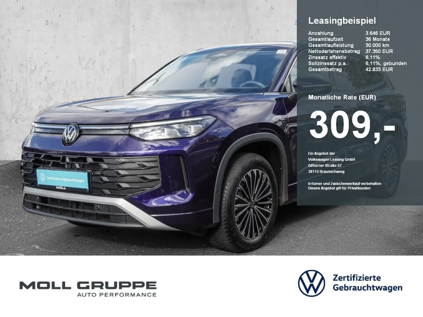 Volkswagen Tayron 1.5 eTSI DSG Life ACC AHK AUT FLA HUD KAM Violett - 1