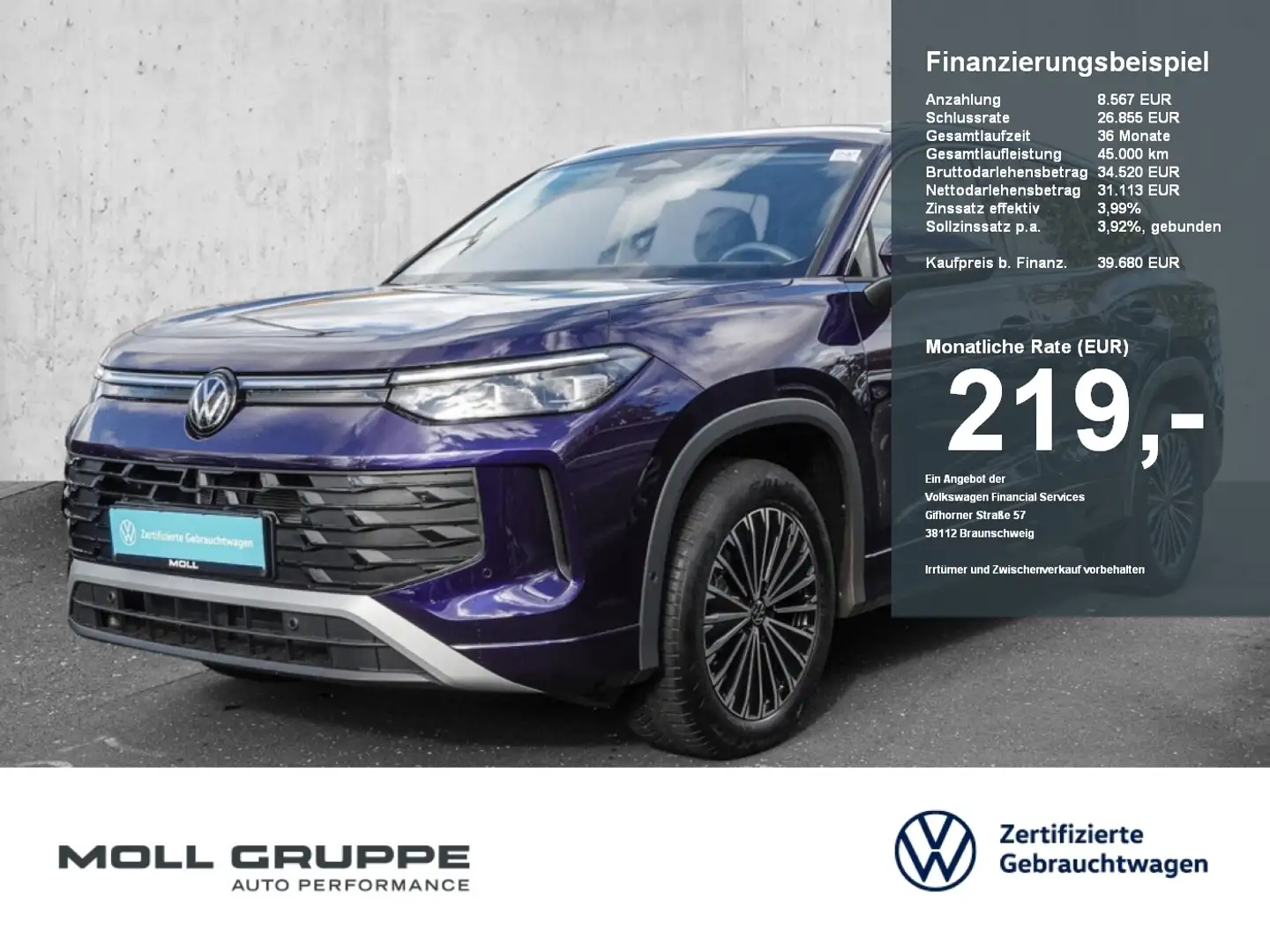 Volkswagen Tayron 1.5 eTSI DSG Life ACC AHK AUT FLA HUD KAM Violett - 1