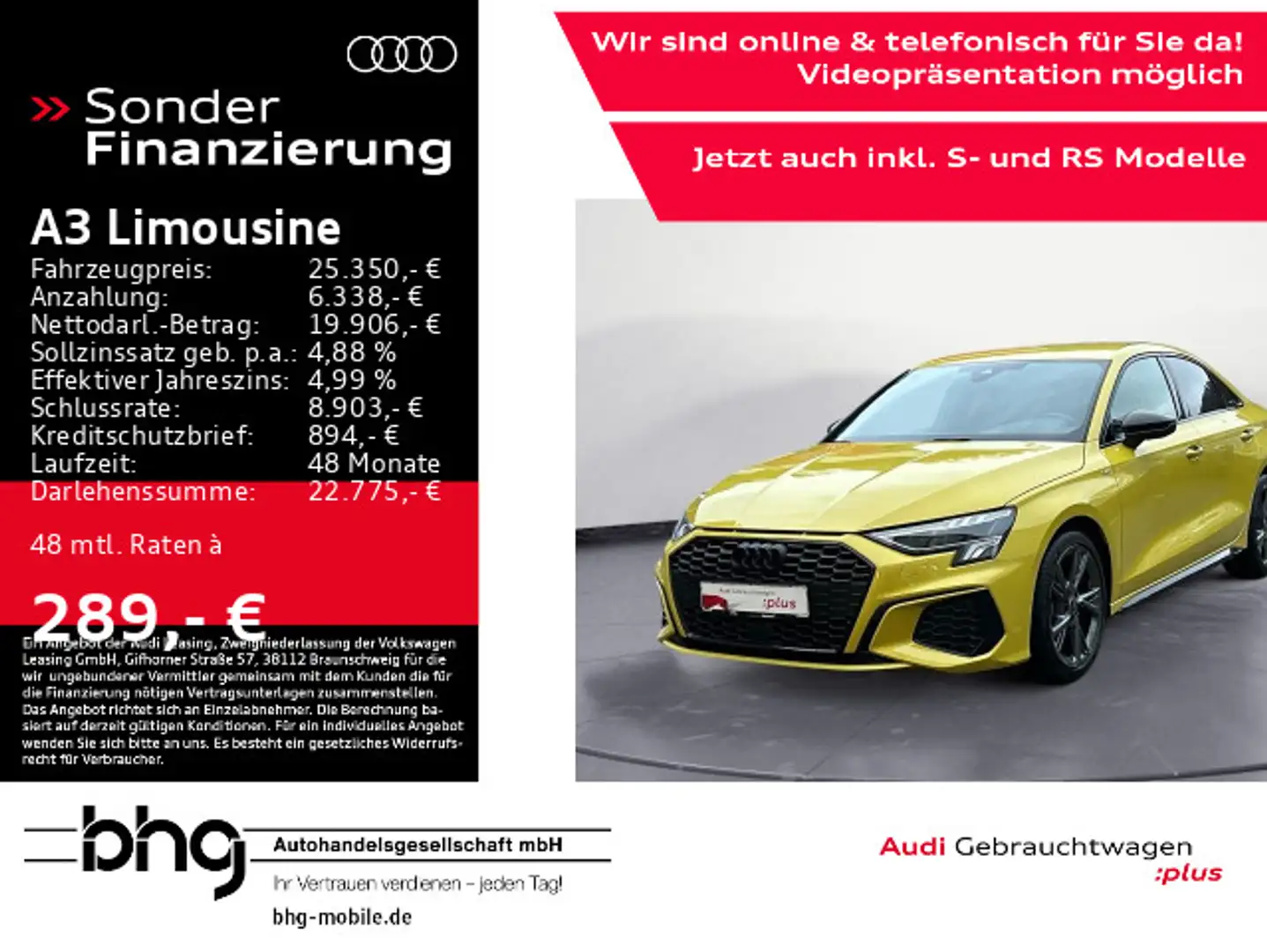 Audi A3 S-Line Navi Sitzheizung Klima Gelb - 1