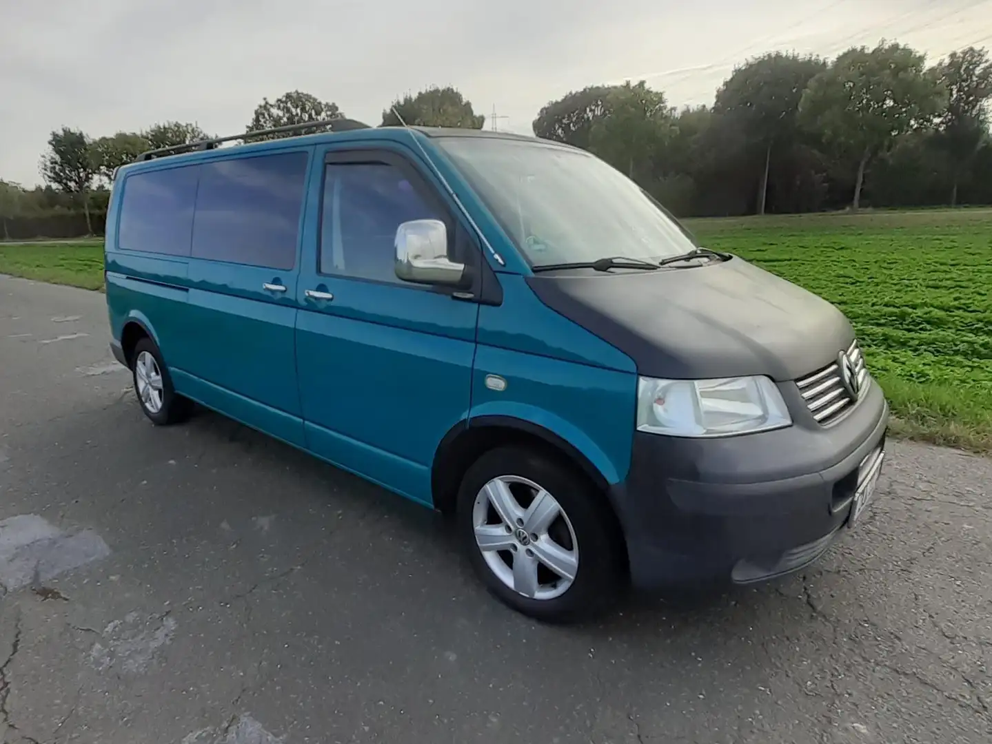 Volkswagen T5 Transporter T5 V6 lang, Autm. Klima AHK Benzin+LPG TOP Grün - 1