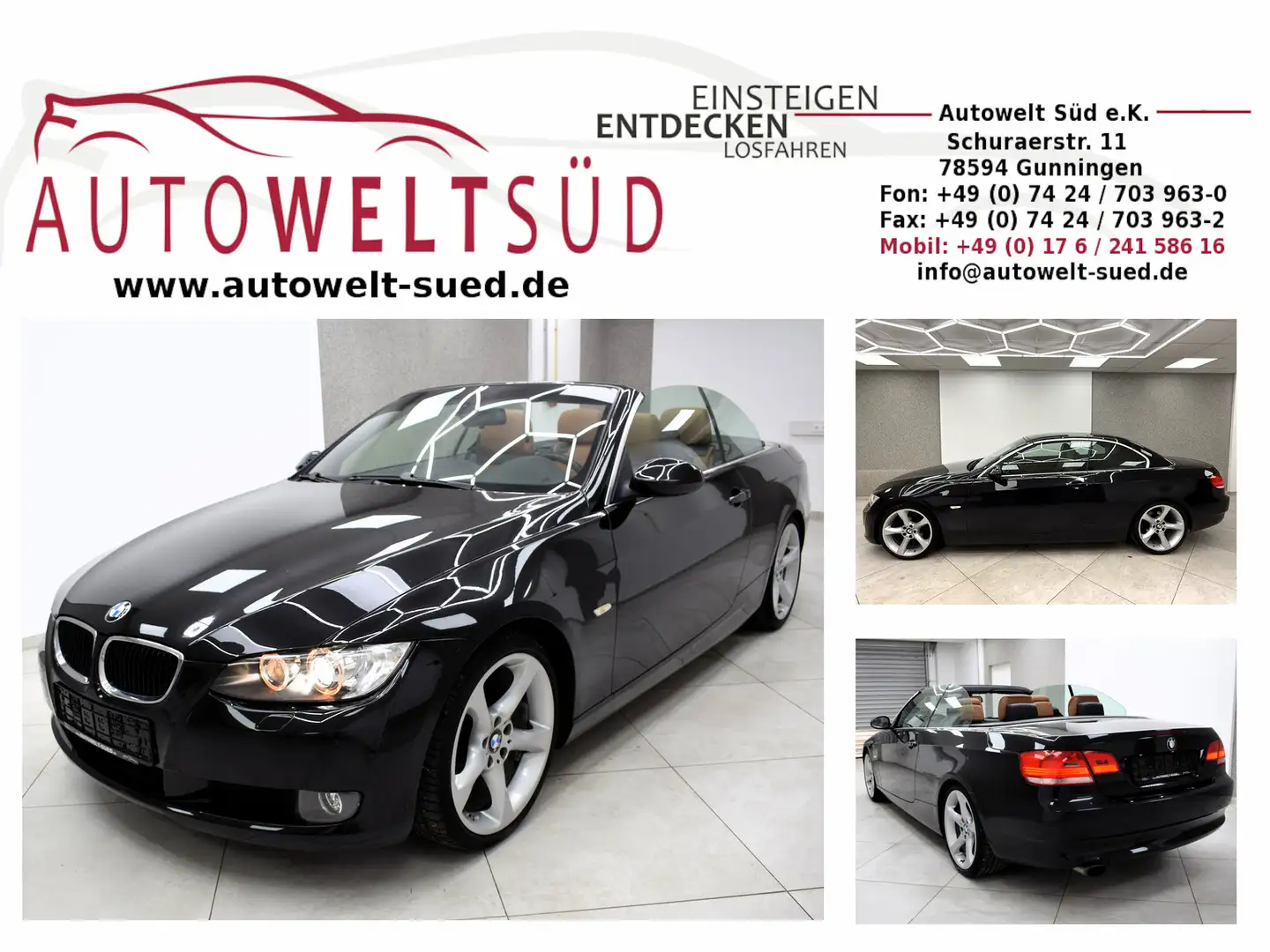 BMW 320 320i Cabrio Xen Leder Navi PDC KeylGo 19´´ ad.Kurv Schwarz - 1