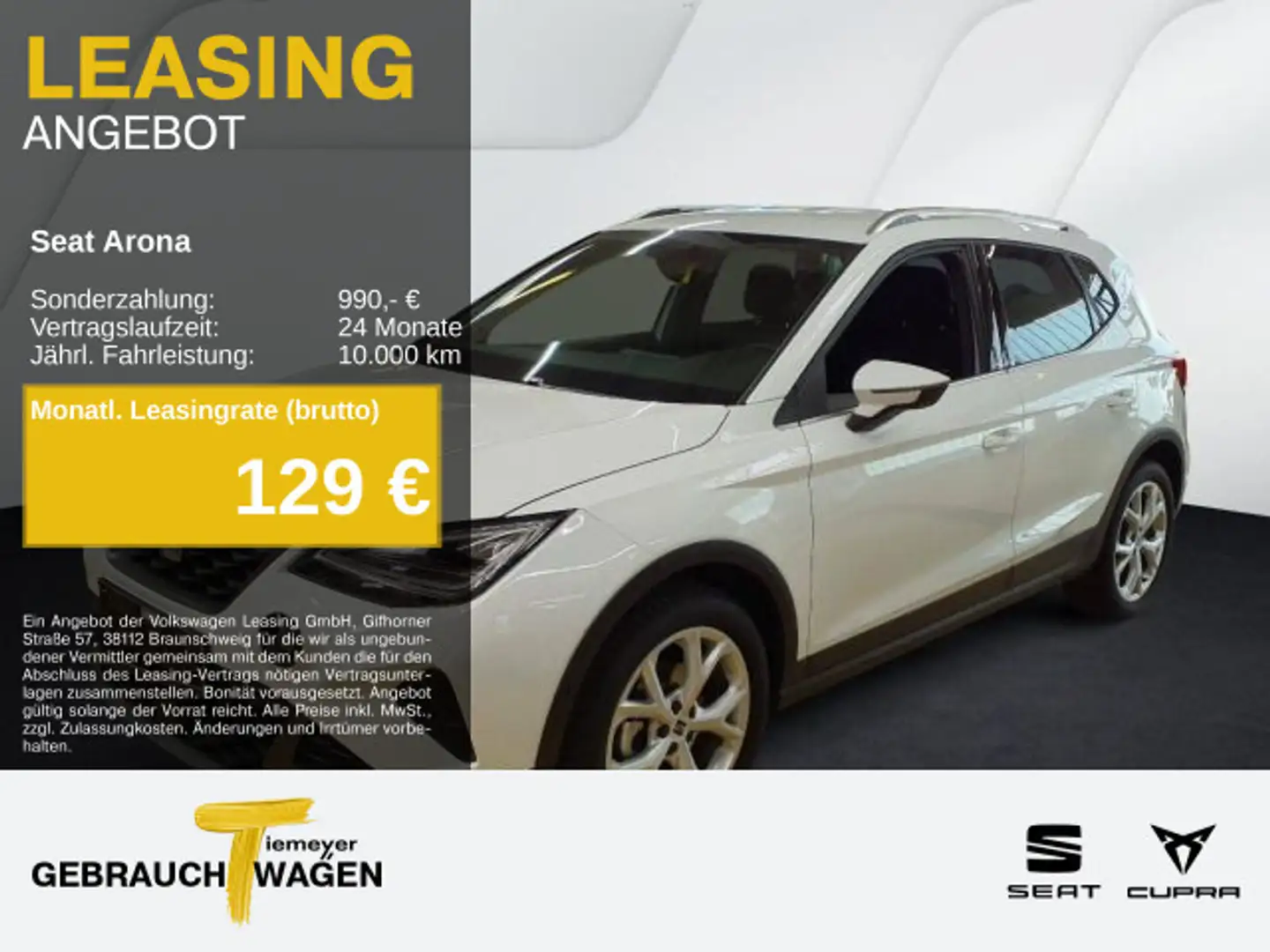 SEAT Arona 1.0 TSI DSG FR KAMERA SIDE-ASSIST LED NAVI Weiß - 1