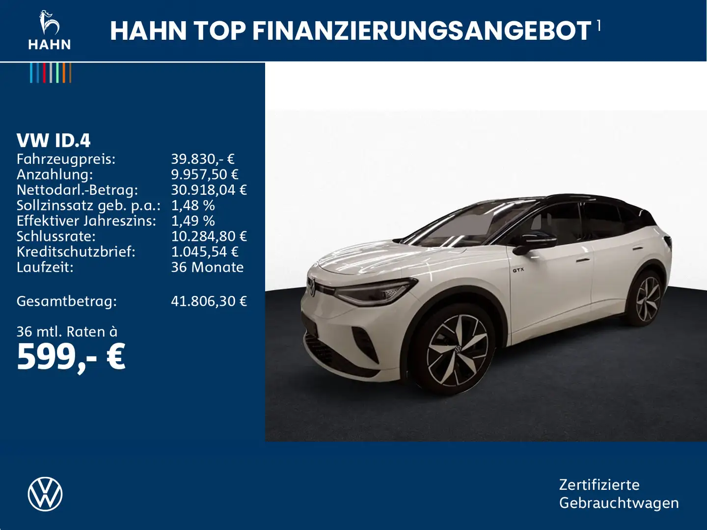 Volkswagen ID.4 GTX 4Motion ACC Matrix Navi PDC SHZ Wärmepu Weiß - 2