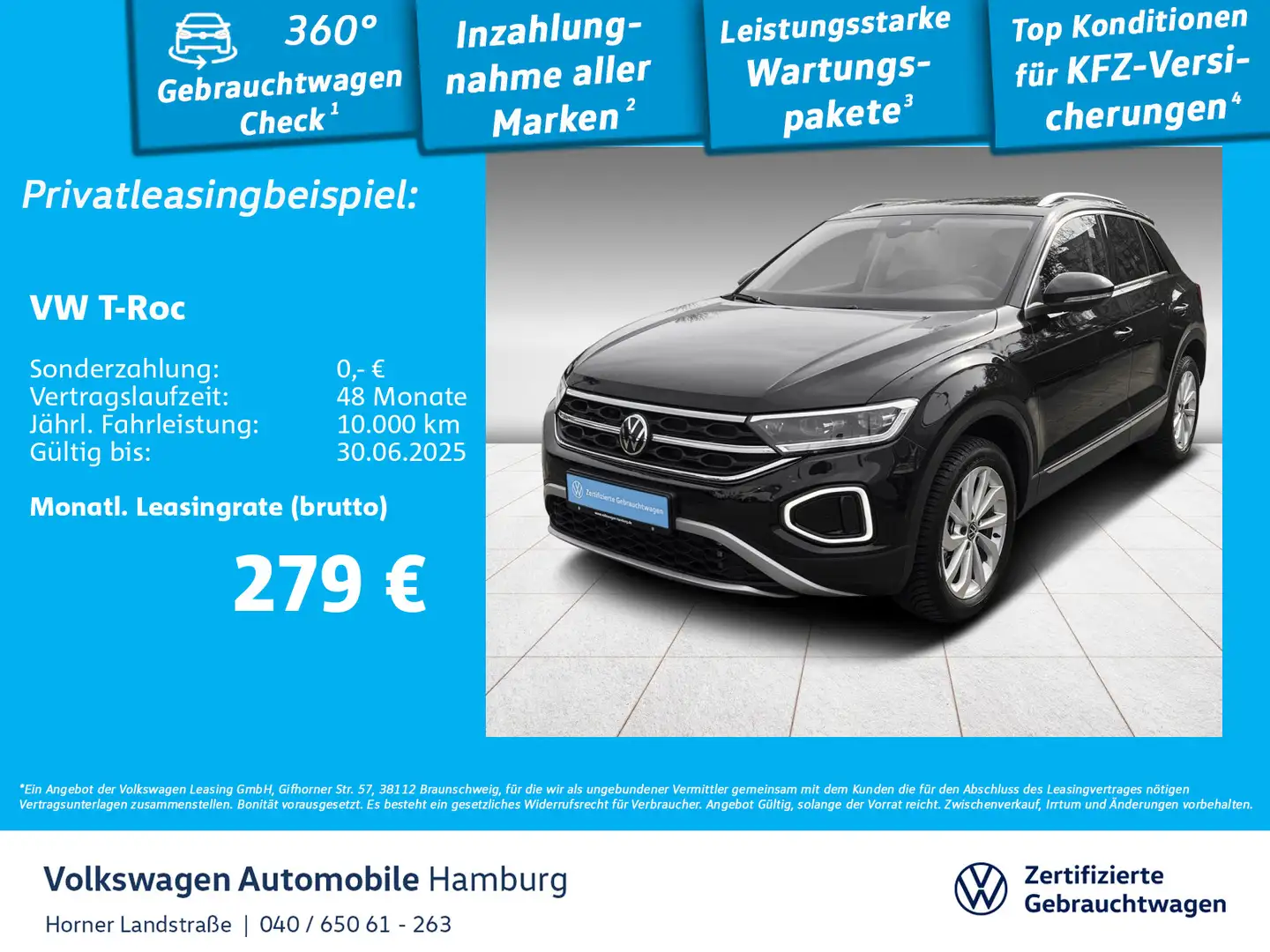 Volkswagen T-Roc Style1.5TSI DSG AK PDC Sitzheizung CarPlay Schwarz - 1