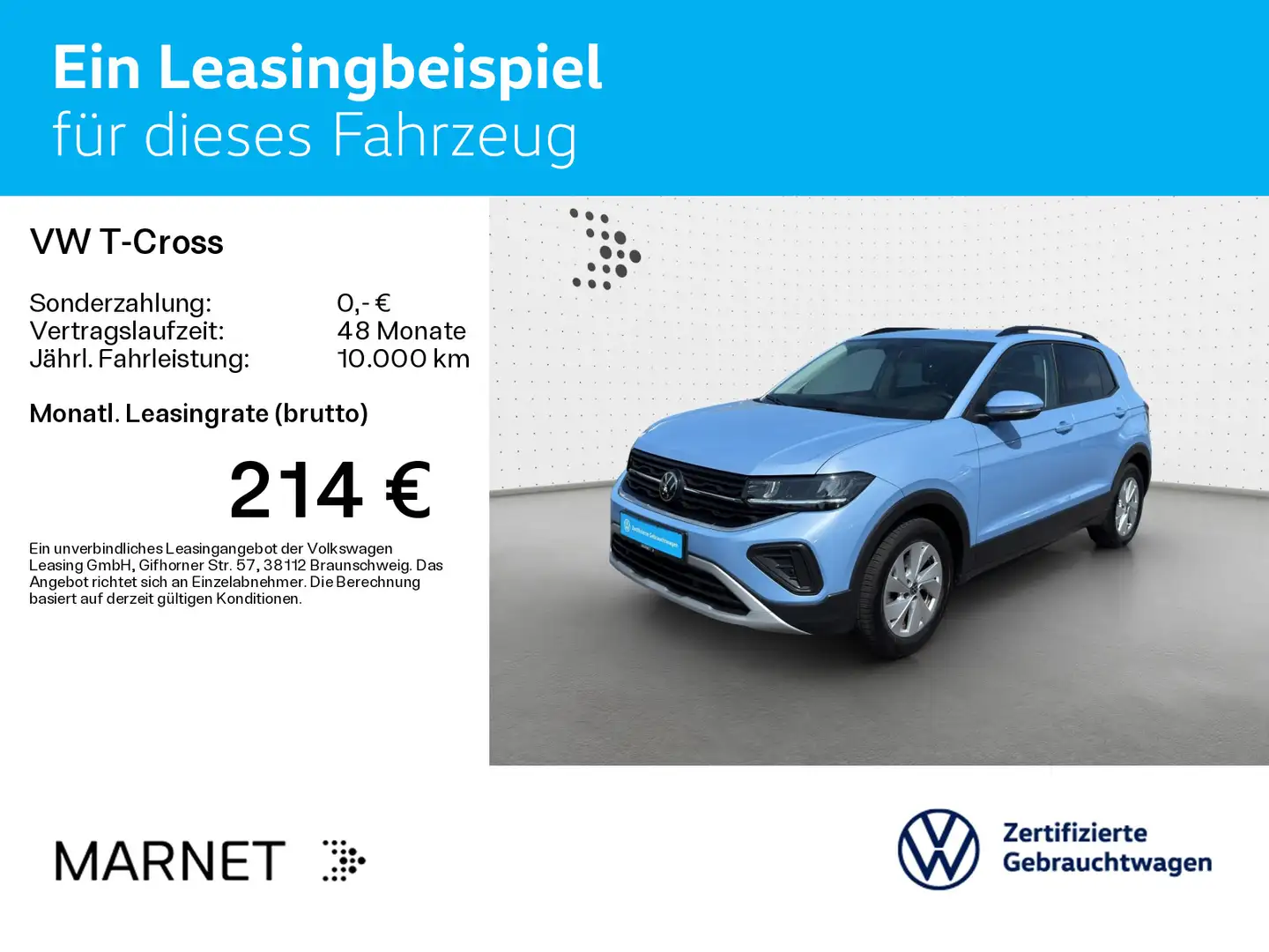Volkswagen T-Cross 1.0 TSI Life*NAVI*AHK*LED*ASG* Blau - 2
