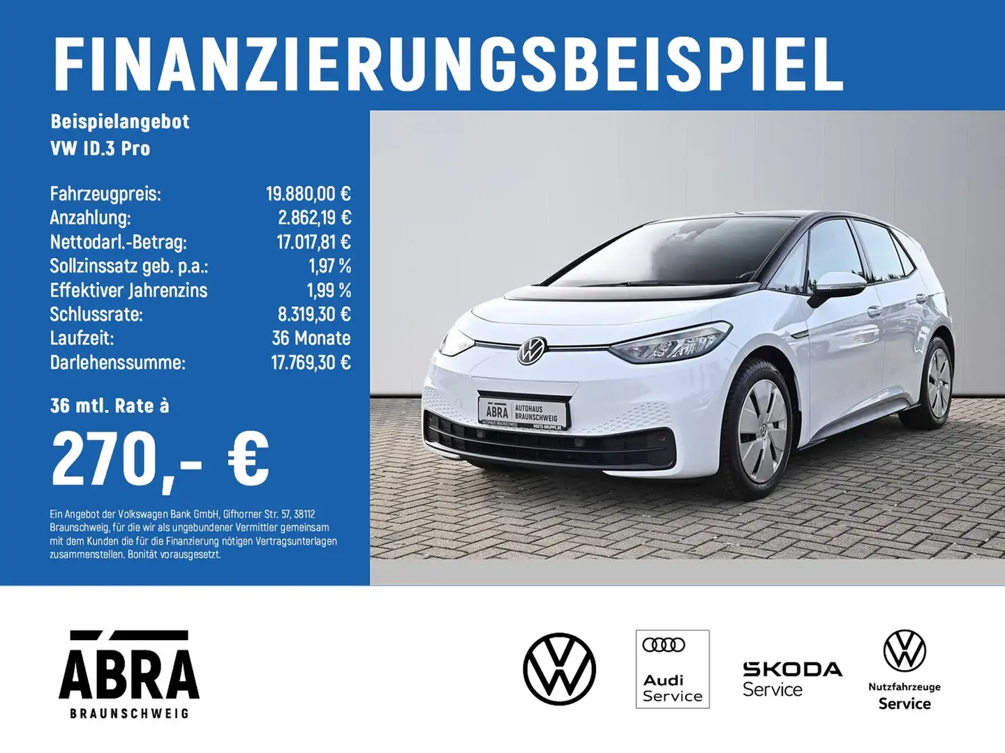 Volkswagen ID.3 Pro LED+NAVI+LANE+ACC+GRA+APP+DAB+ Weiß - 2