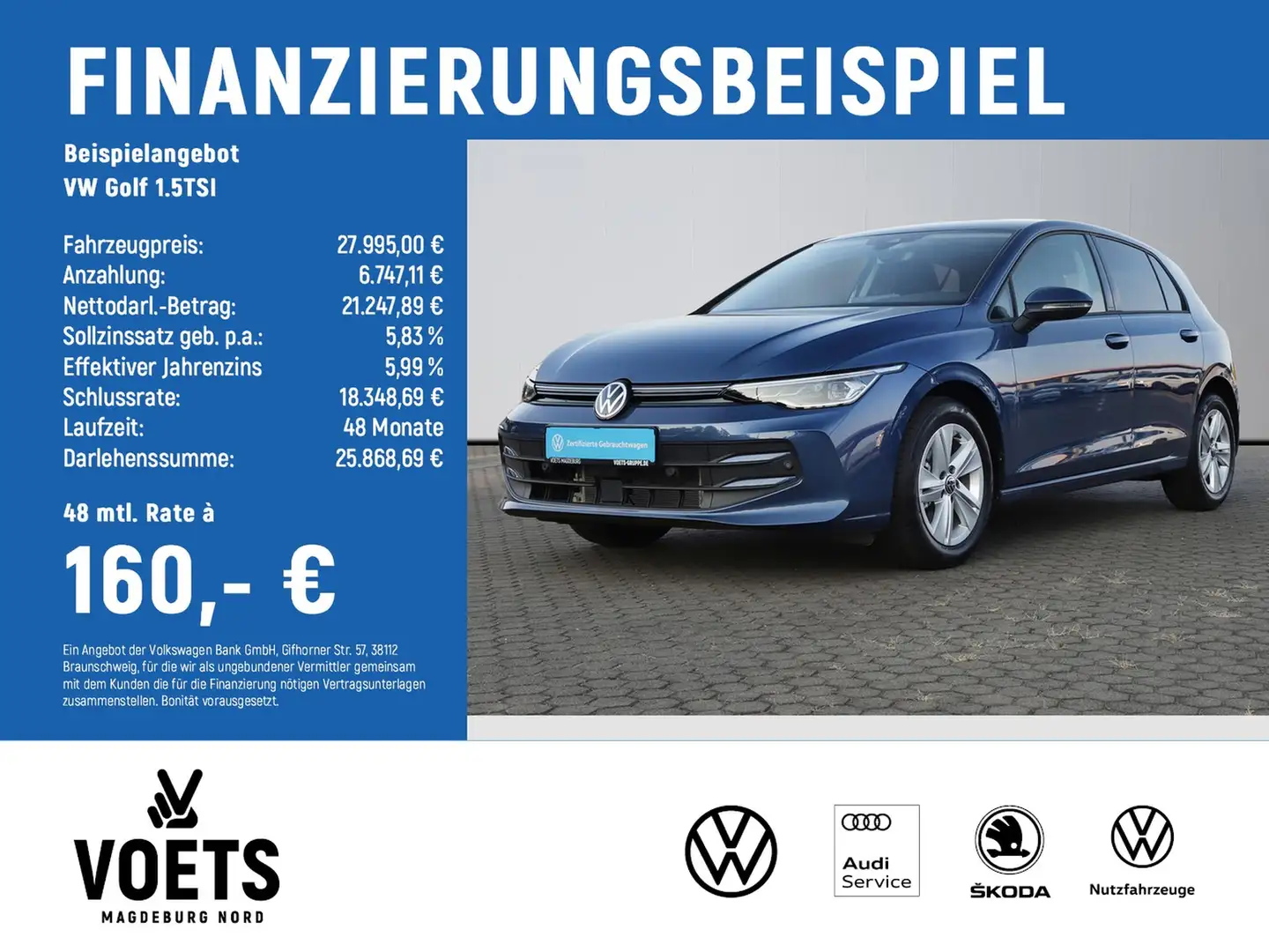 Volkswagen Golf 1.5TSI Life LED+NAVI+ACC+DAB+ Blau - 2