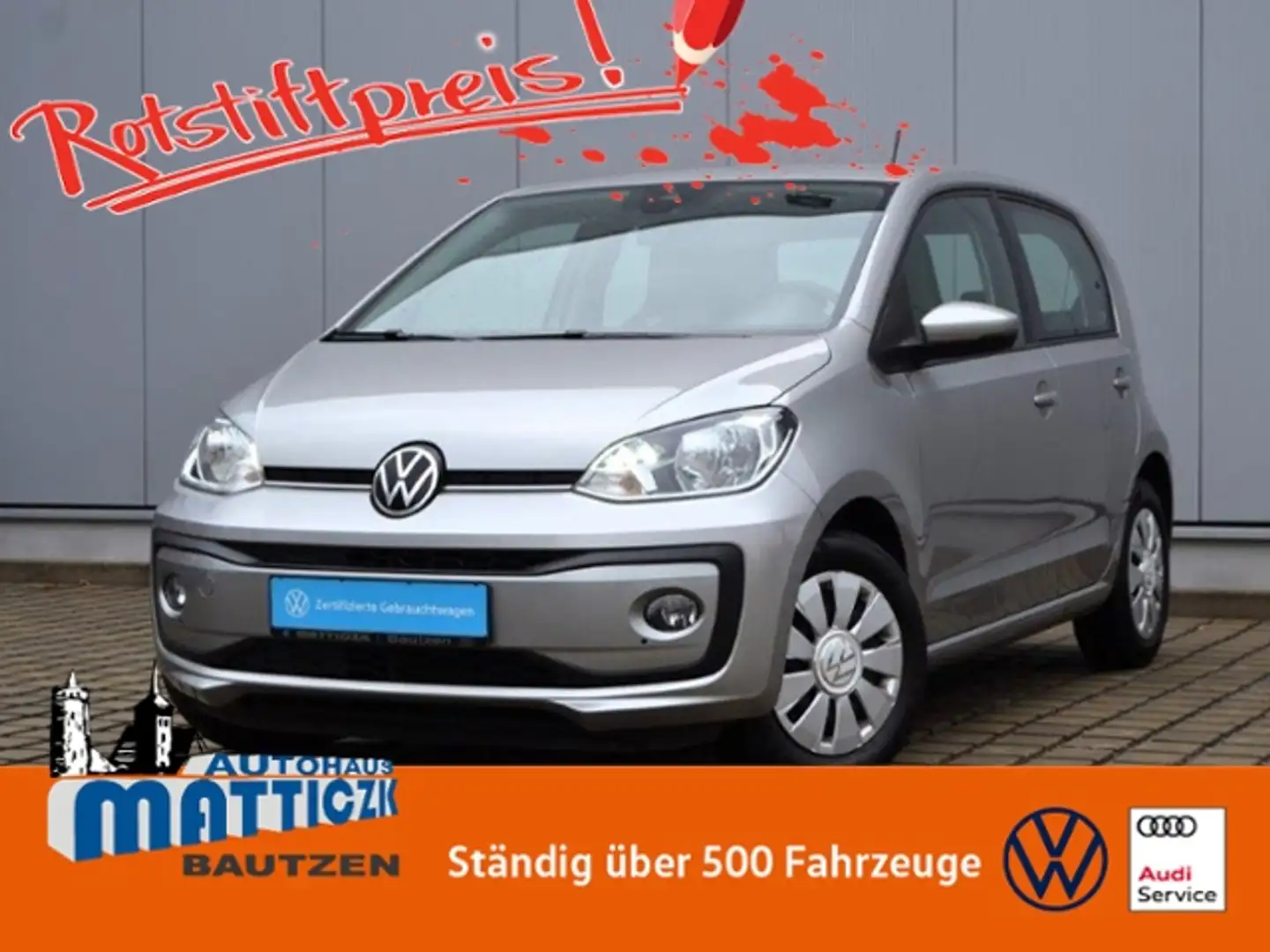 Volkswagen up! 1.0 Move COMP.-PHONE/SHZ/KLIMAANLAGE/MAPS+MORE/TE Silber - 1