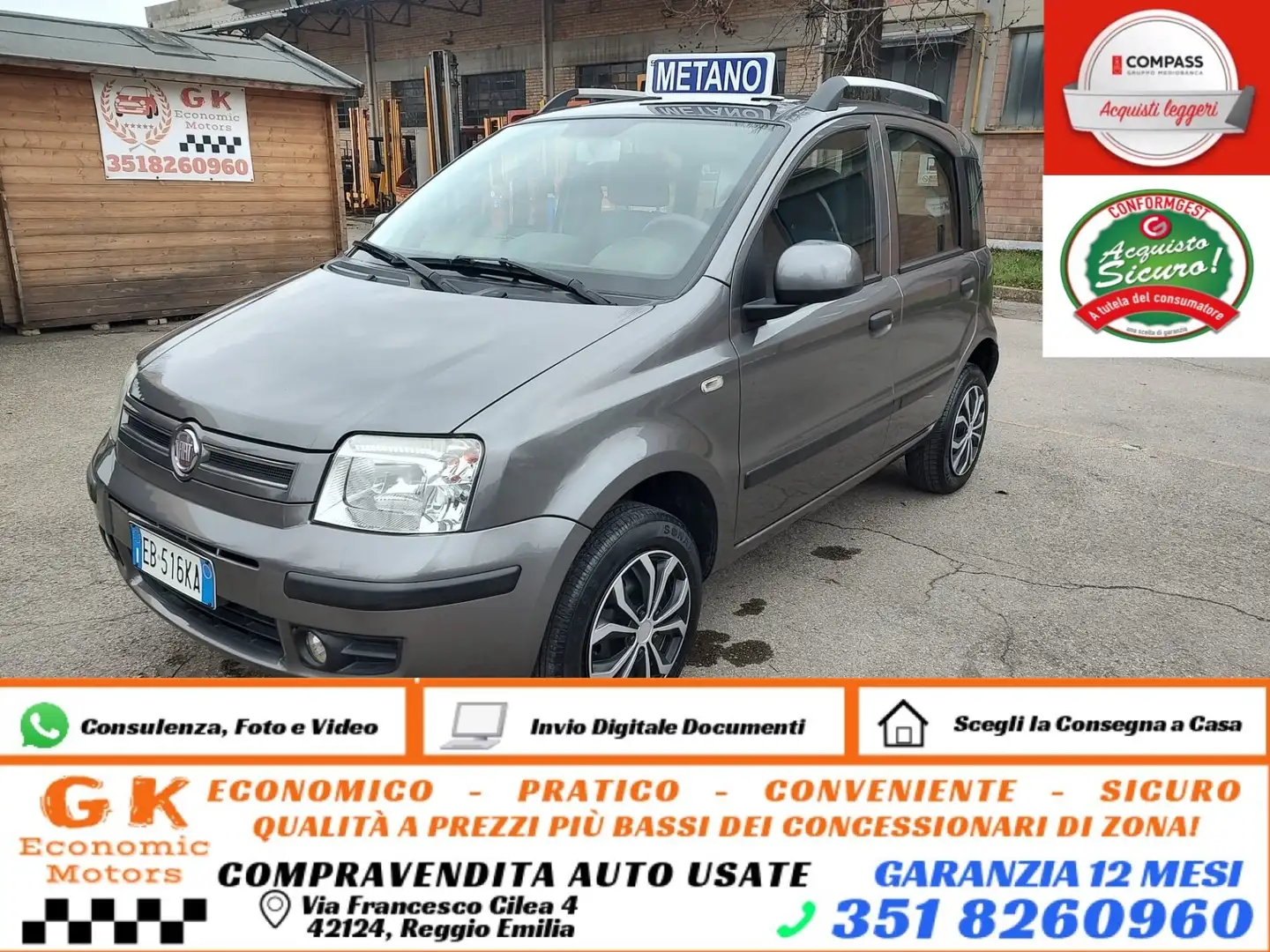 Fiat Panda 1.2 Dynamic Natural Power, OK NEOPATENTATI, GARANZ Gris - 1