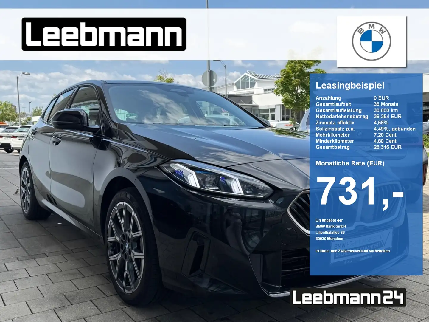 BMW 120 d 18-Zoll/ACC/AdaptLED/RFK/SportSitze/Qi Schwarz - 1