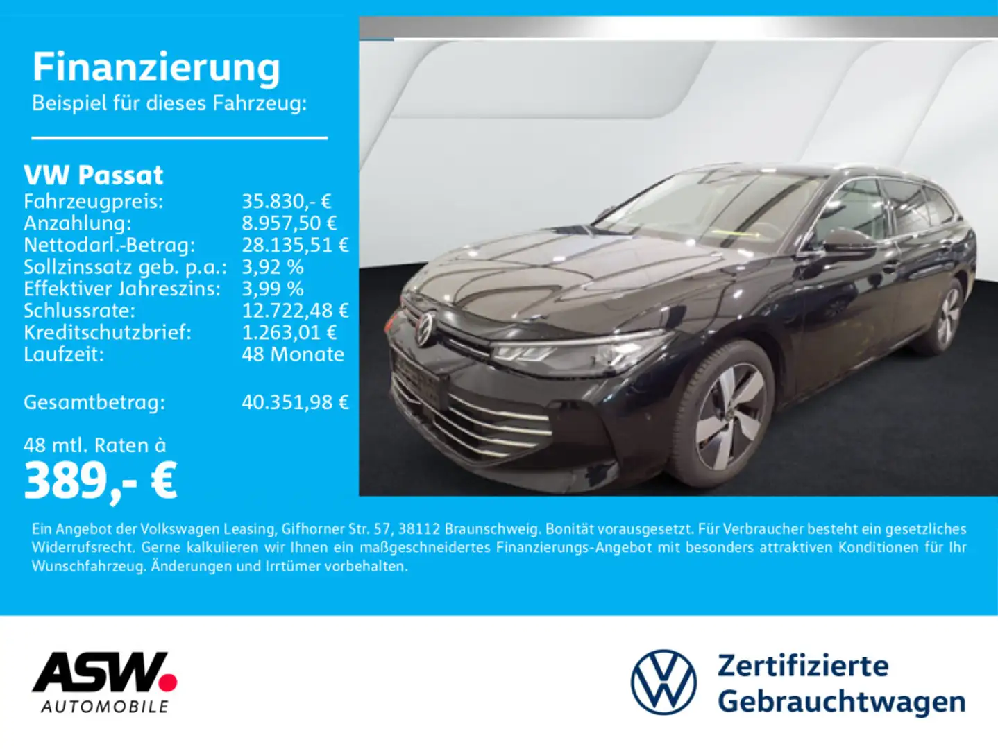 Volkswagen Passat Variant 1,5 eHybrid DSG Navi AHK RFK HUD Schwarz - 1