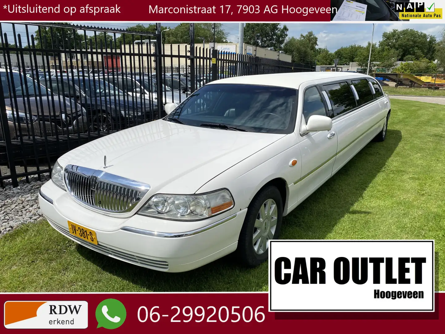 Lincoln Town Car Limousine 120 inch 107DMijl! nw. APK Zeer netjes – Wit - 1