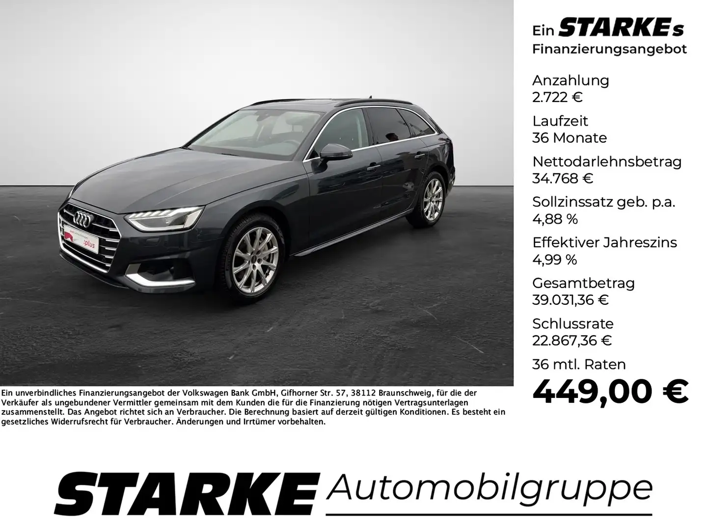 Audi A4 Avant 40 TFSI S tronic advanced Grau - 1