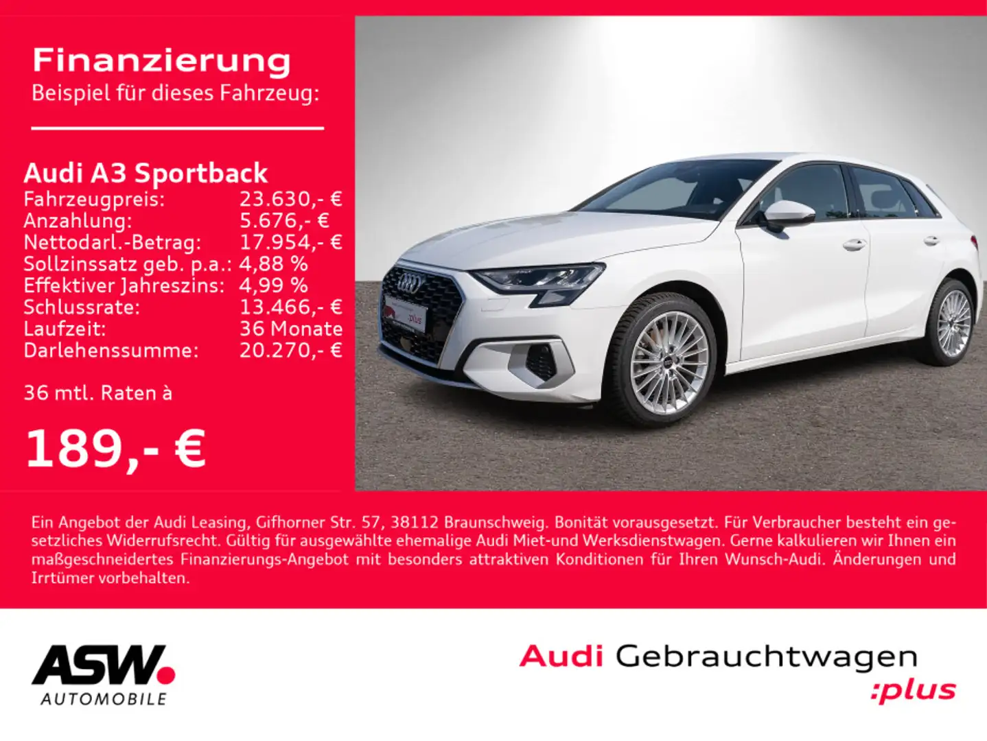 Audi A3 advanced 30TFSI Navi LED GRA PDC VC Weiß - 1