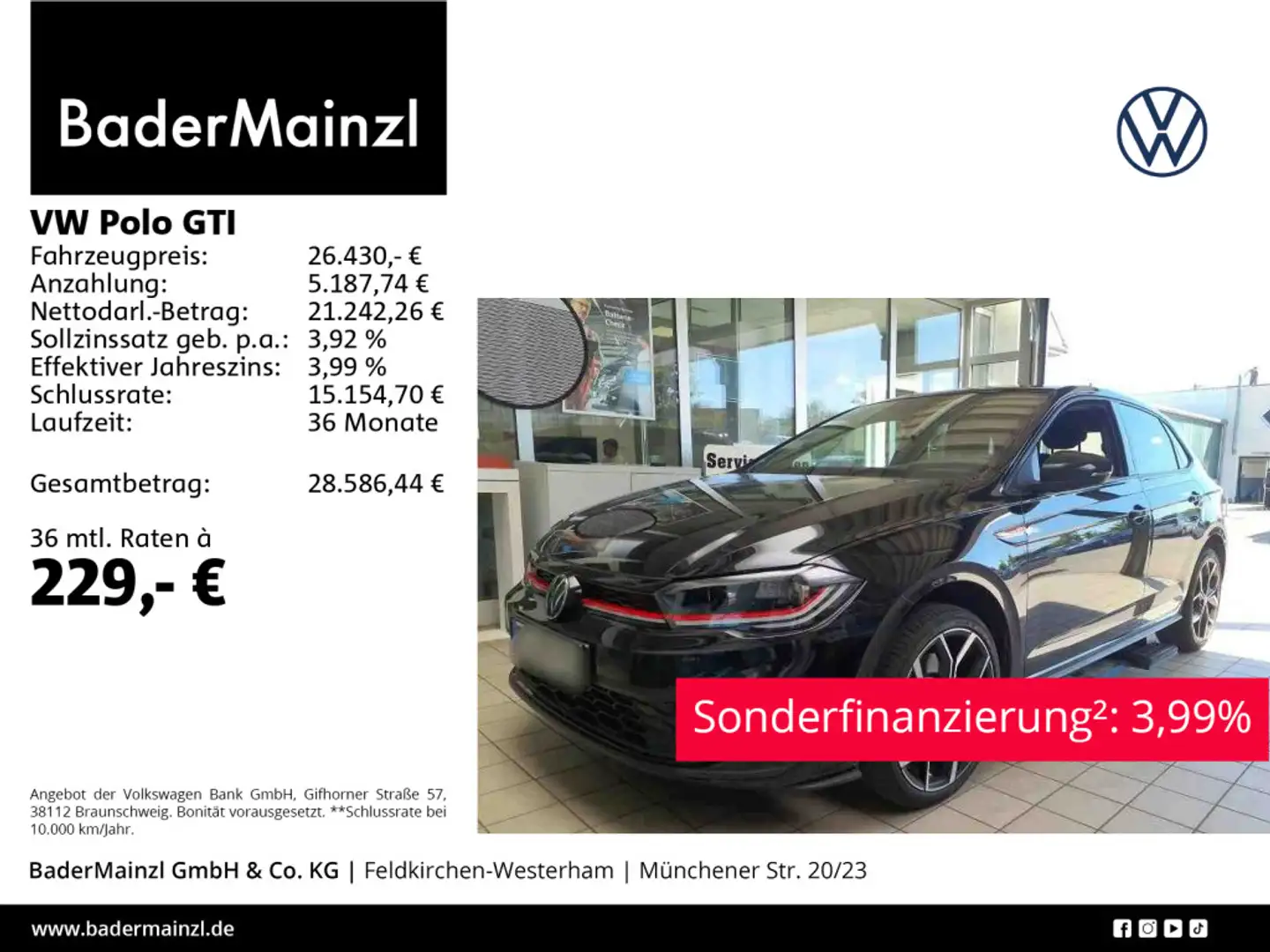 Volkswagen Polo GTI 2.0 TSI DSG LED Navi SHZ Kamera Virtual Schwarz - 1