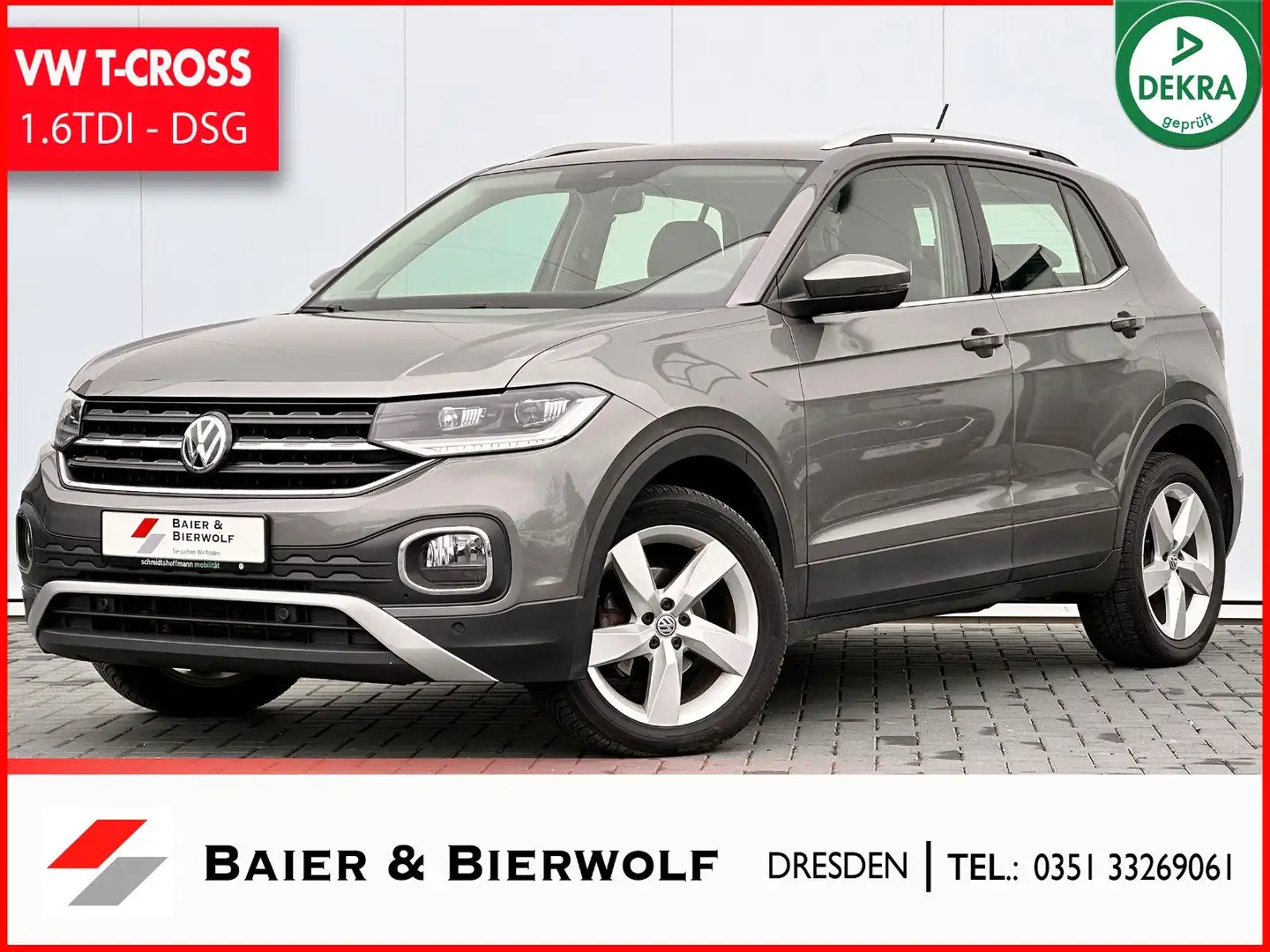 Volkswagen T-Cross Style 1.6TDI DSG ACC AHZ PDC LED TOP Grau - 1