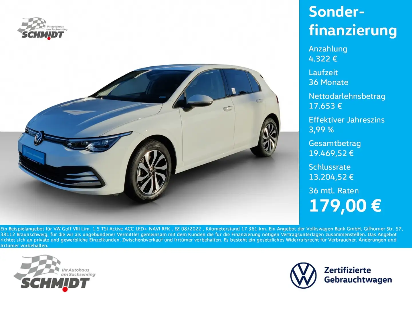 Volkswagen Golf VIII Lim. 1.5 TSI Active ACC LED+ NAVI RFK Weiß - 1