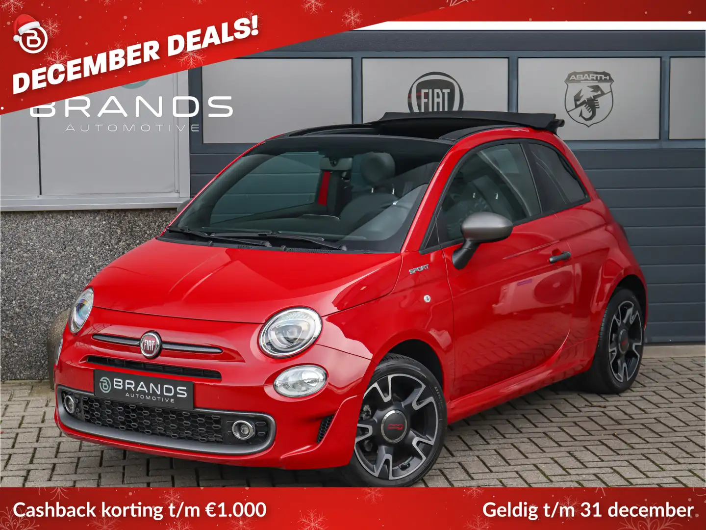 Fiat 500C 1.0 Hybrid Sport Vol opties Uniek Garantie Rouge - 1