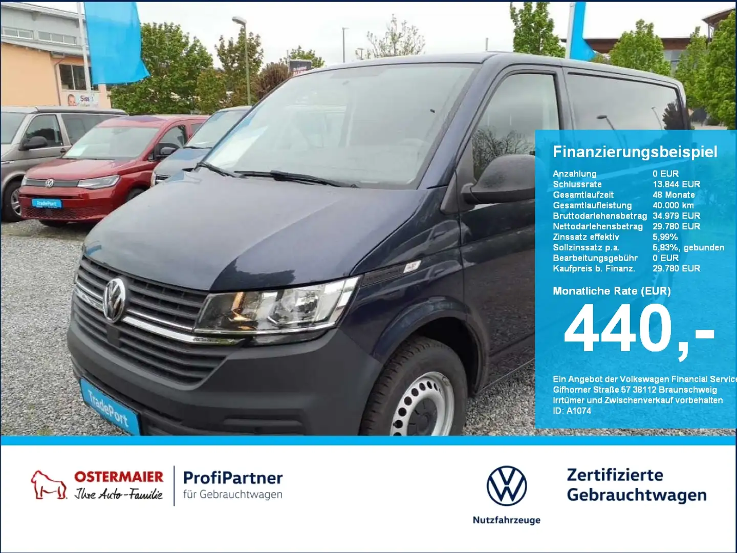 Volkswagen T6.1 Transporter Kasten 2.0TDI 110PS PDC.HECKFLÜGELTÜREN Bleu - 1