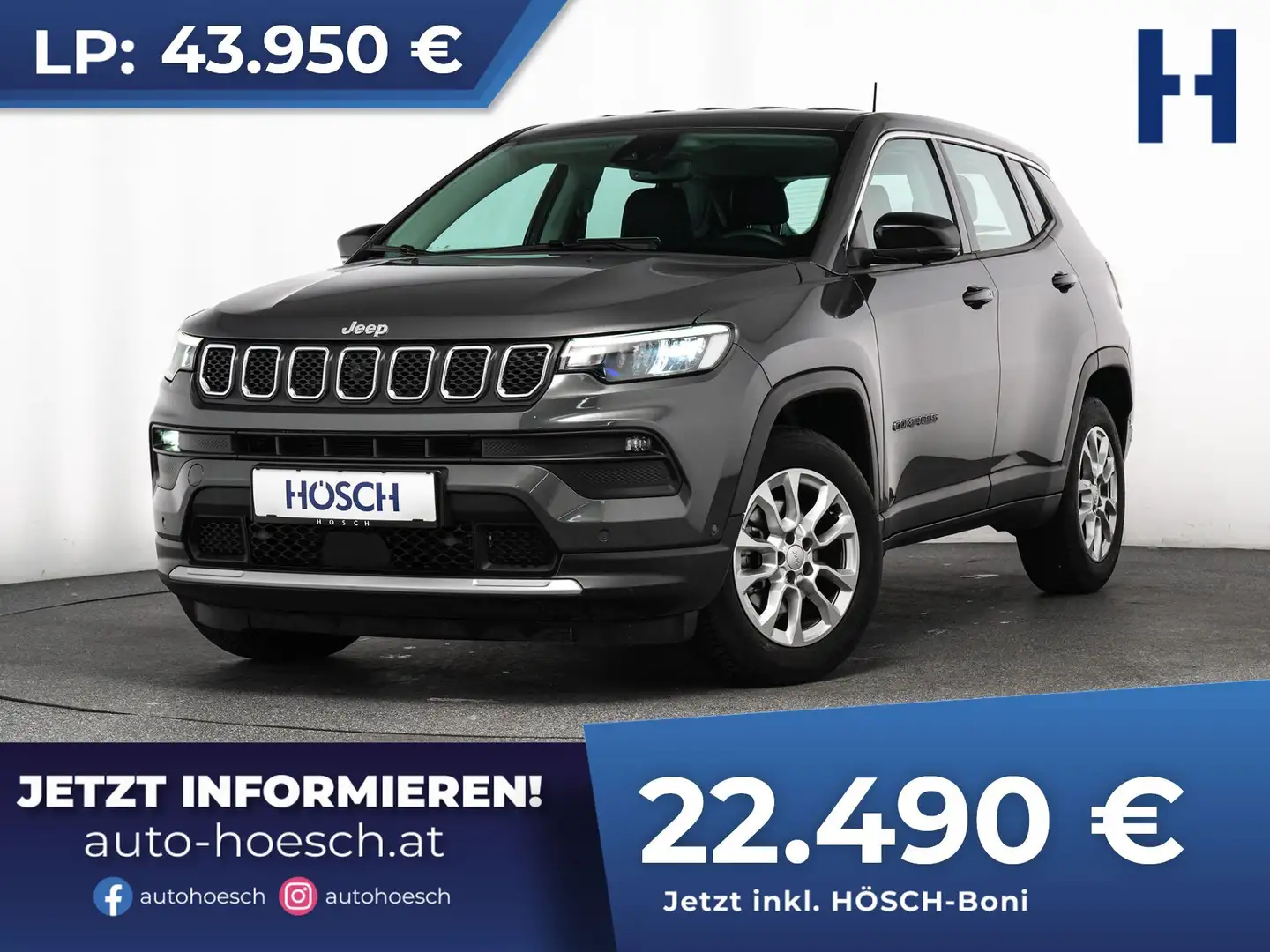 Jeep Compass T4 130 Aut. WINTER-PAKET LED 360° ACC TOP ANGEBOT Grau - 1