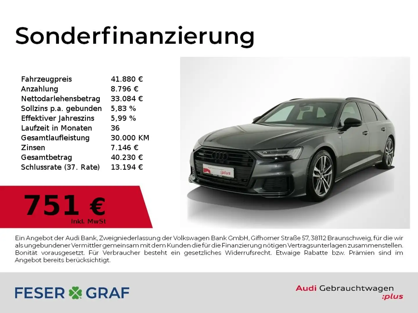 Audi A6 Avant S line 50 TFSI e quattro S Tronic Grau - 1