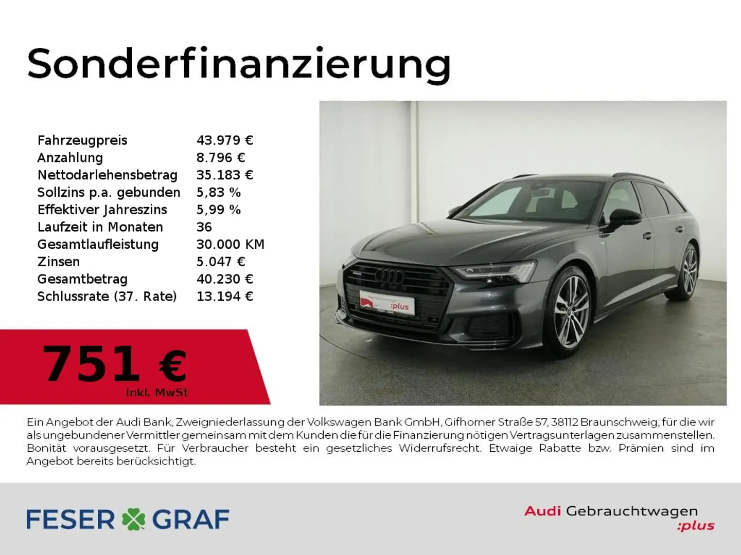 Audi A6 Avant sport 50 TFSI e quattro S line S Tronic Grau - 1