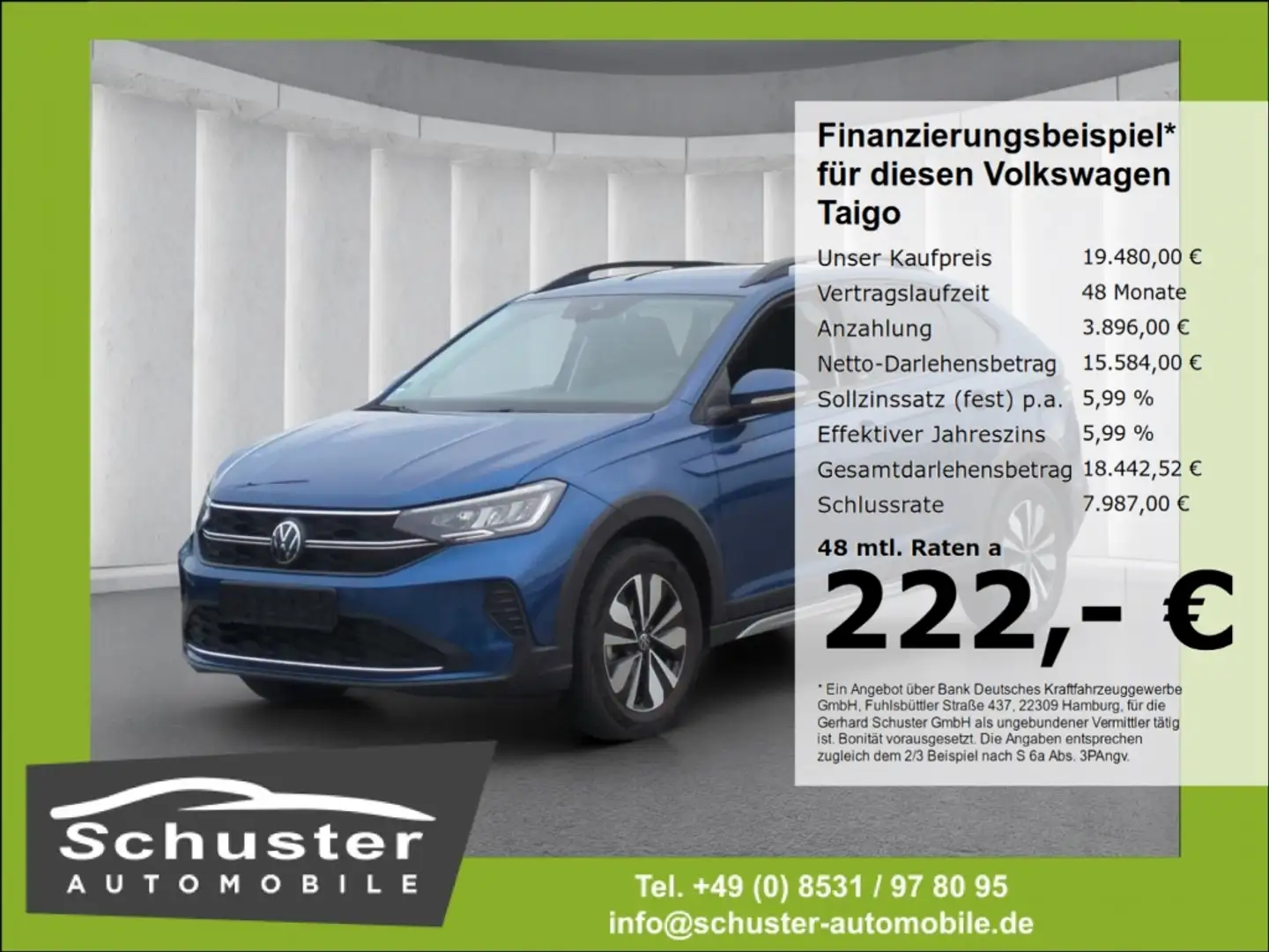 Volkswagen Taigo MOVE 1.0TSI*Navi R-Kam VKZ-Erk LED digCock Blau - 1