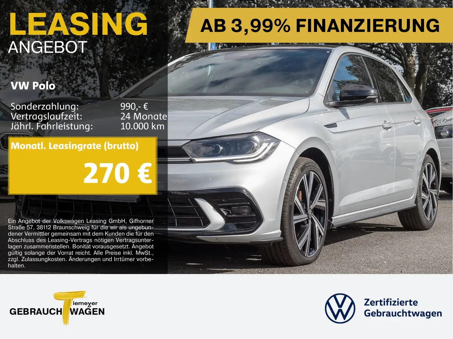 Volkswagen Polo 1.0 TSI R-LINE LM17 MATRIX ASSIST KAMERA Silber - 1