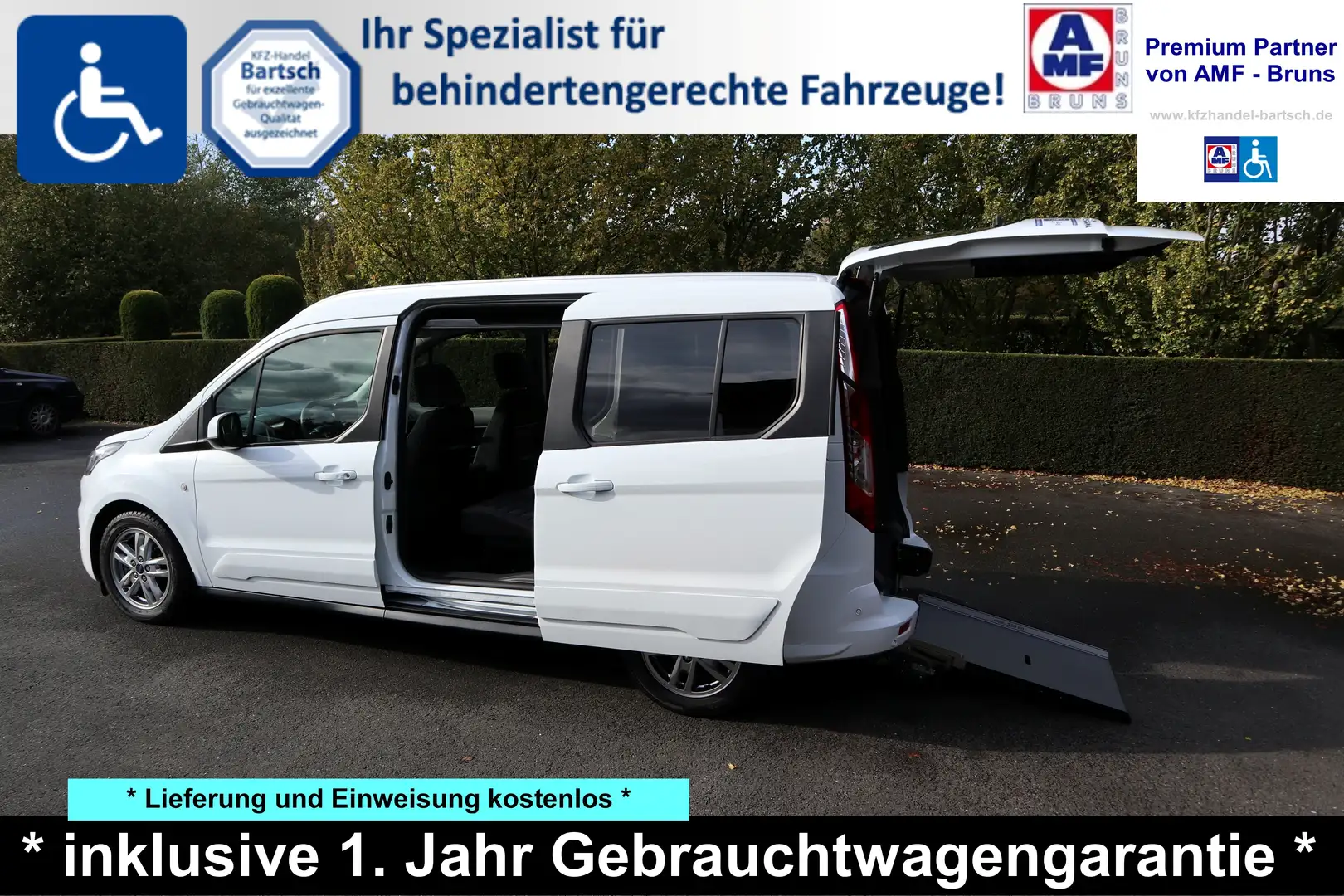 Ford Grand Tourneo Titanium 1,5*rollstuhlgerecht*Wenderampe*Garantie* Weiß - 1
