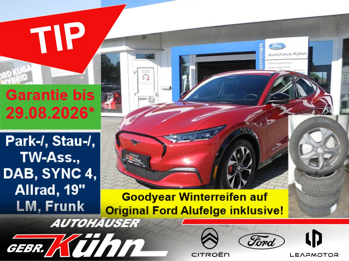 Ford Mustang Mach-E AWD - Matrix LED, Navi, iACC, RFK, Park-/Stau-Ass. Rouge - 1