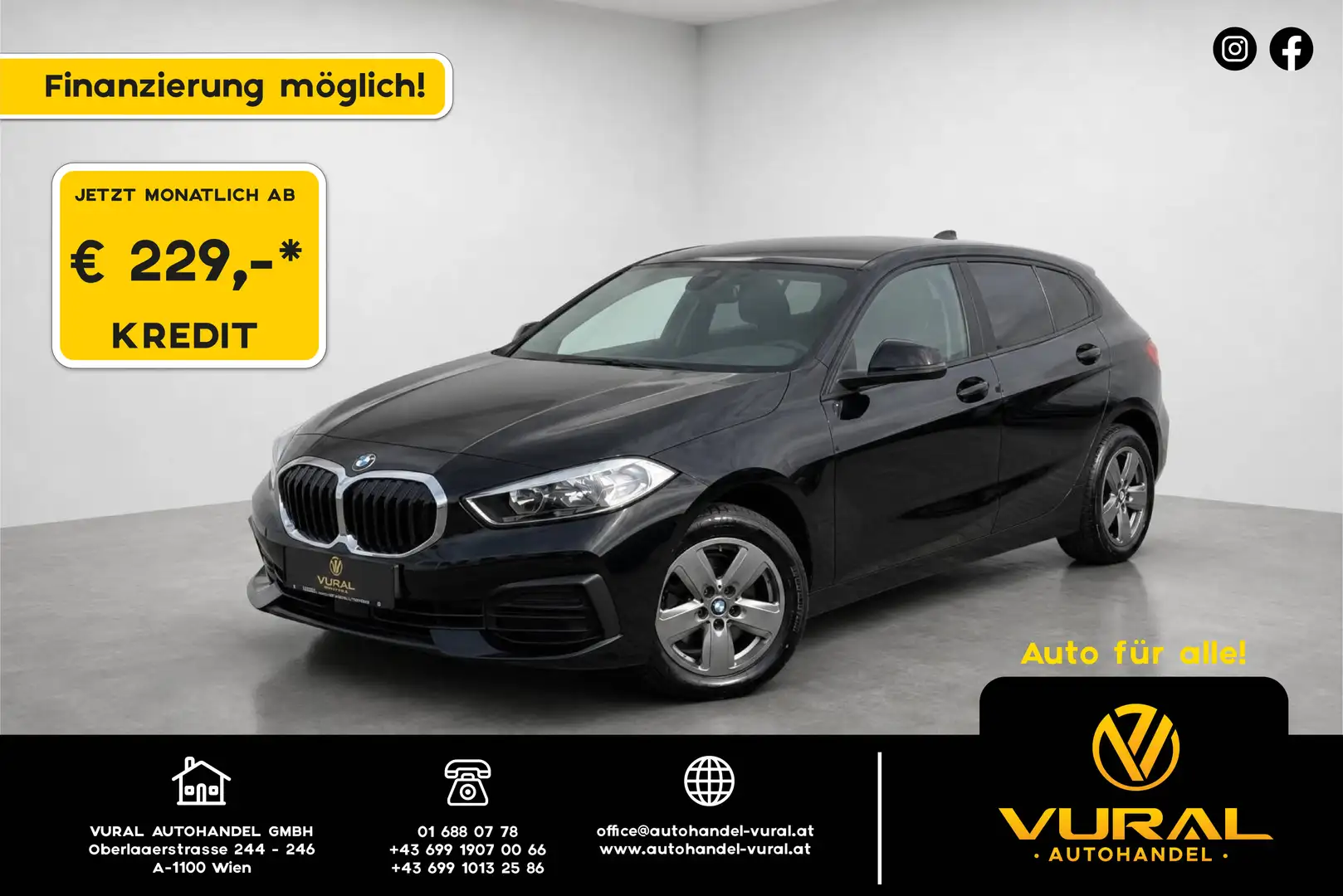 BMW 116 116 d Advantage Aut. | BMW Live Cockpit Professional | Spurhalteassistent | Schwarz - 1