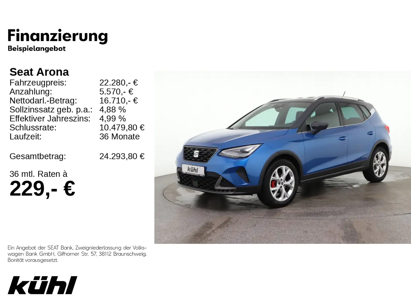 SEAT Arona 1.5 TSI DSG FR LED/ACC/Navi Blau - 1