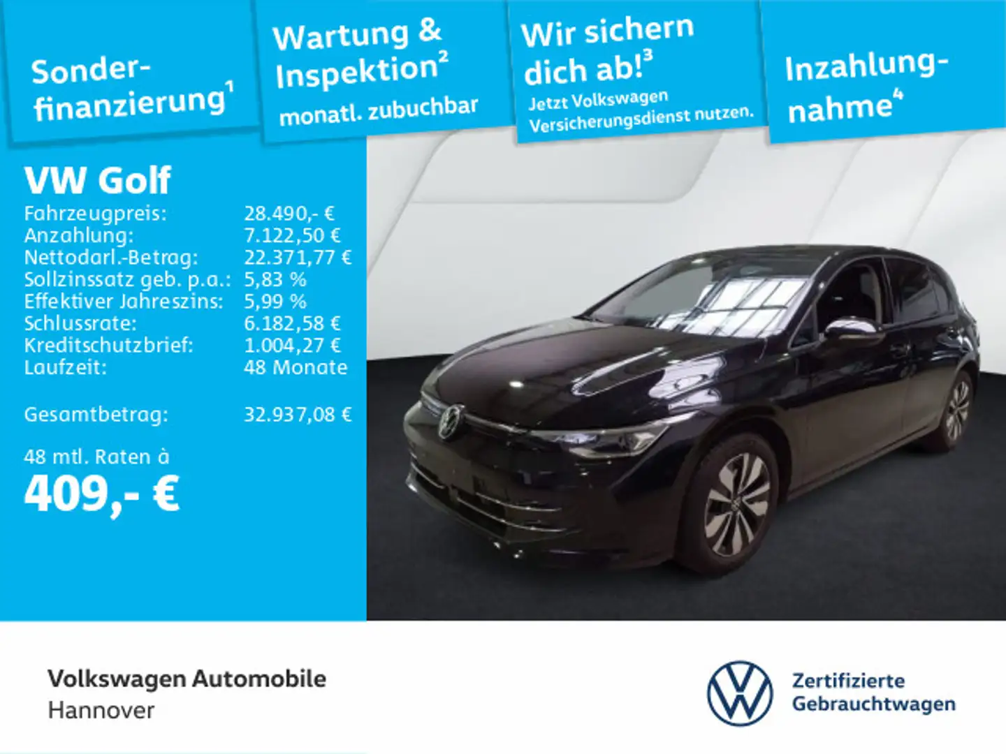 Volkswagen Golf VIII 2.0 TDI DSG Goal Navi AHK Kamera ACC L Schwarz - 1