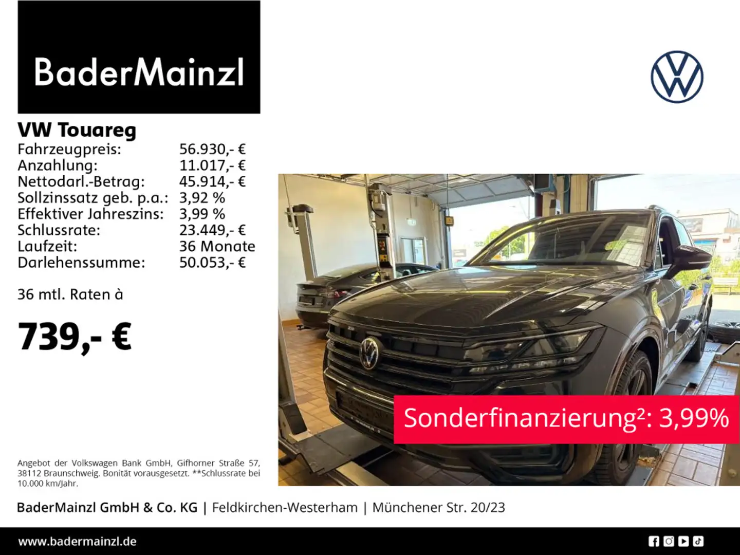 Volkswagen Touareg 3.0 TDI 4M R-Line AHK Pano Matrix Luft Schwarz - 1