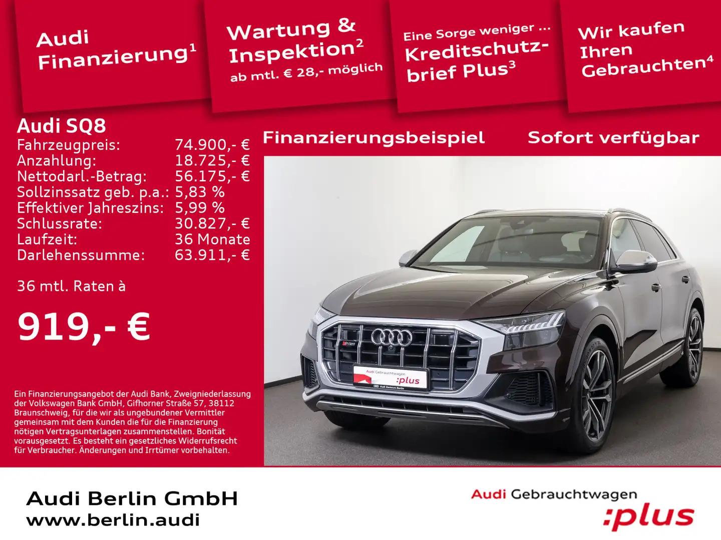 Audi SQ8 TDI tiptr. AHK MATRIX 360°K PDC NAVI HUD B&O Braun - 1