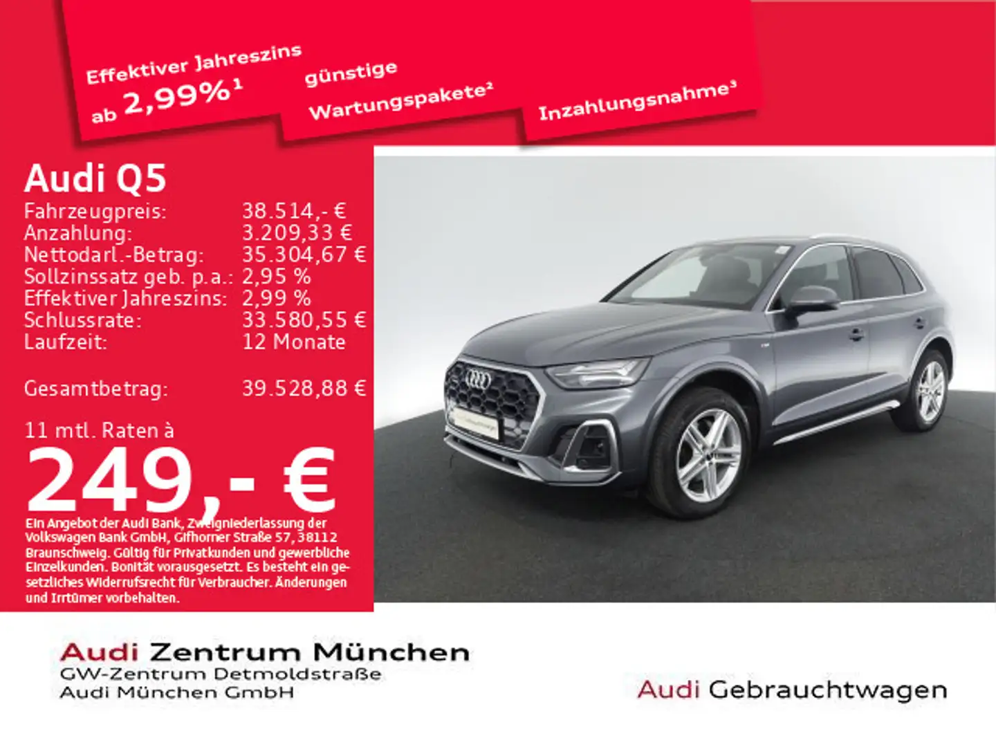 Audi Q5 40 TDI qu. S tronic 2x S line AHK/Virtual/Nav Grau - 1