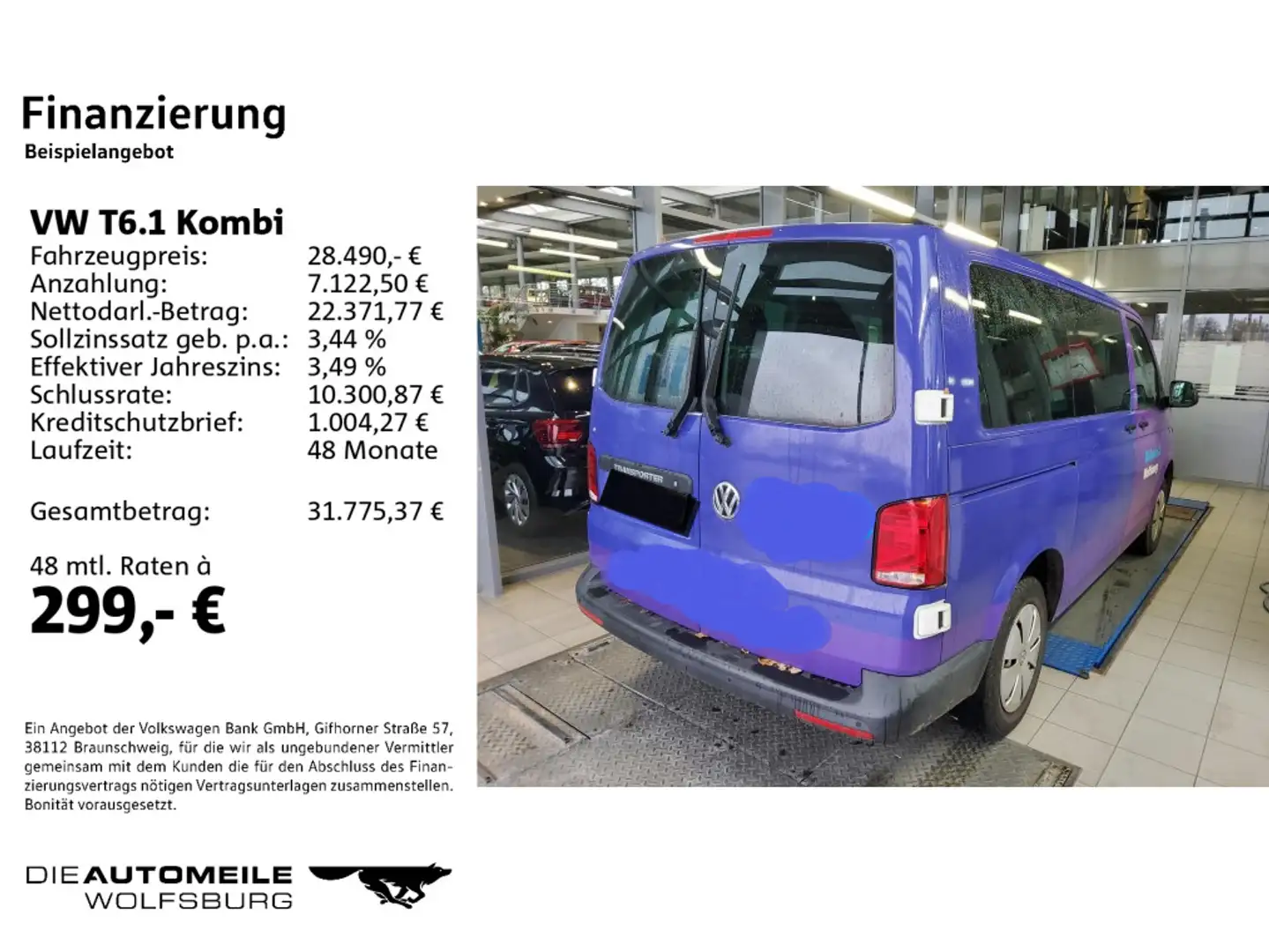 Volkswagen T6.1 Kombi KR 2.0 TDI Einparkhi/ZV Weiß - 2