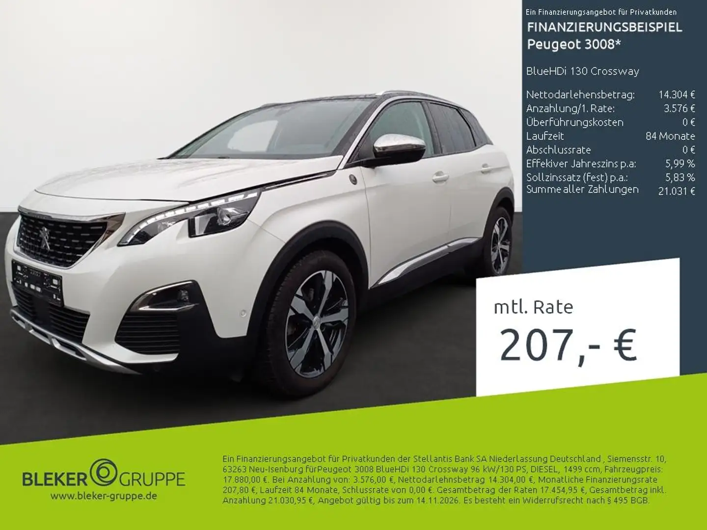 Peugeot 3008 BlueHDi 130 Crossway Blanc - 1