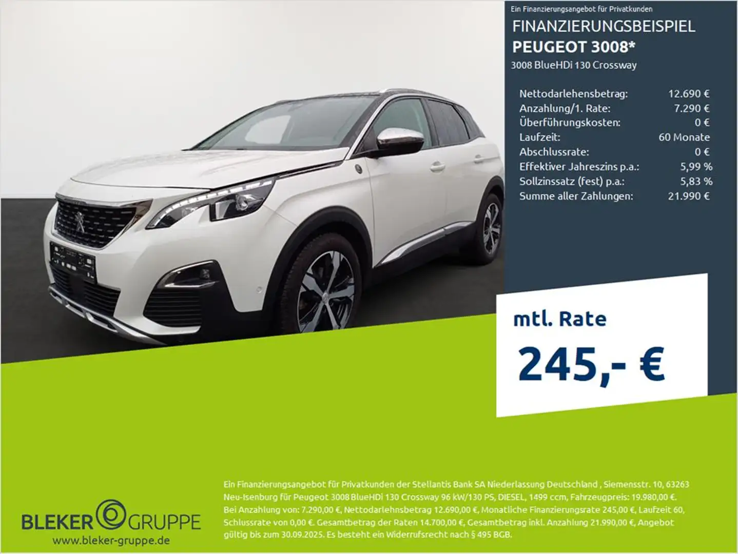 Peugeot 3008 3008 BlueHDi 130 Crossway Blanc - 1