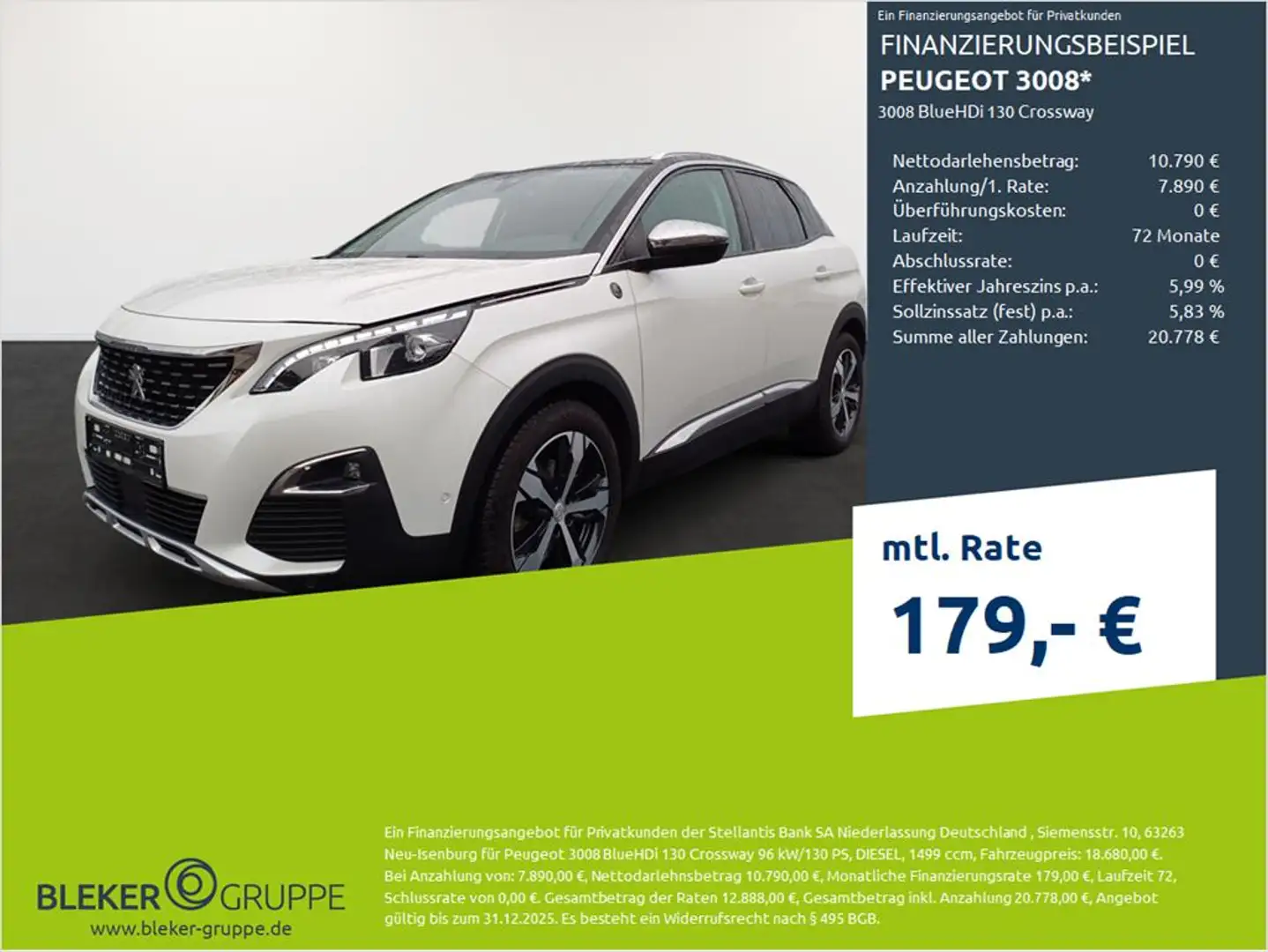 Peugeot 3008 3008 BlueHDi 130 Crossway Weiß - 1