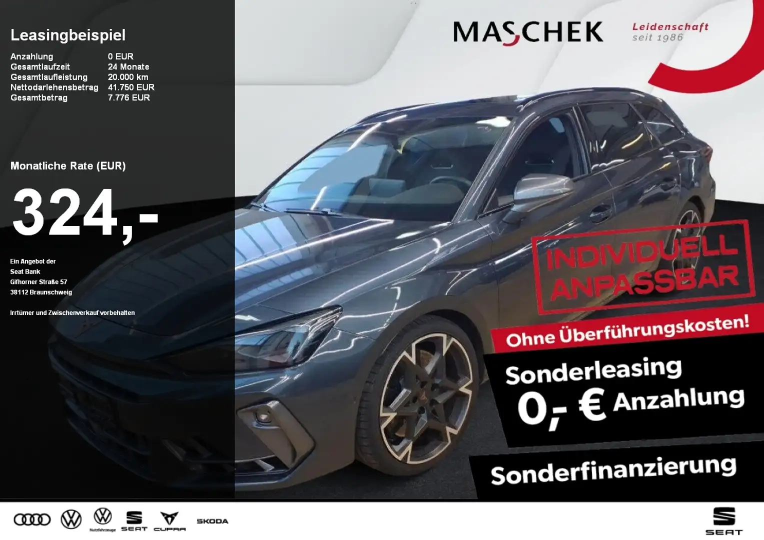 CUPRA Leon ST VZ 2.0 TSI AHK Pano Matrix Memory RearView Grau - 1