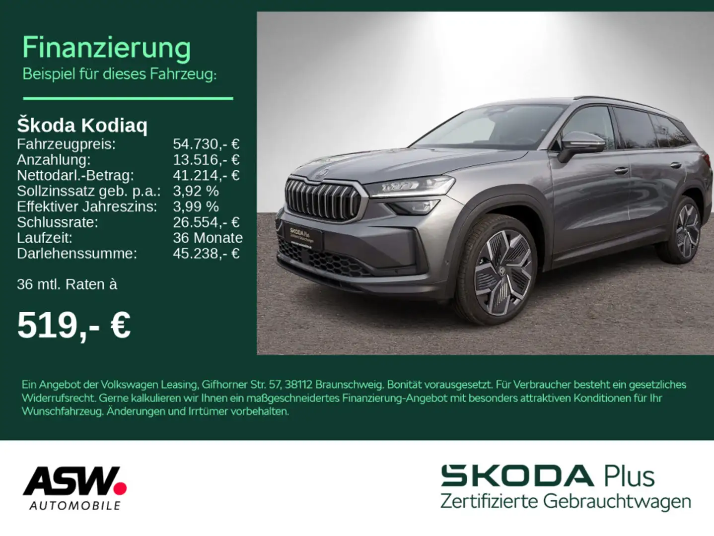 Skoda Kodiaq Selection 4x4 2.0TDI DSG Pano Sthz AHK 7S Grau - 1