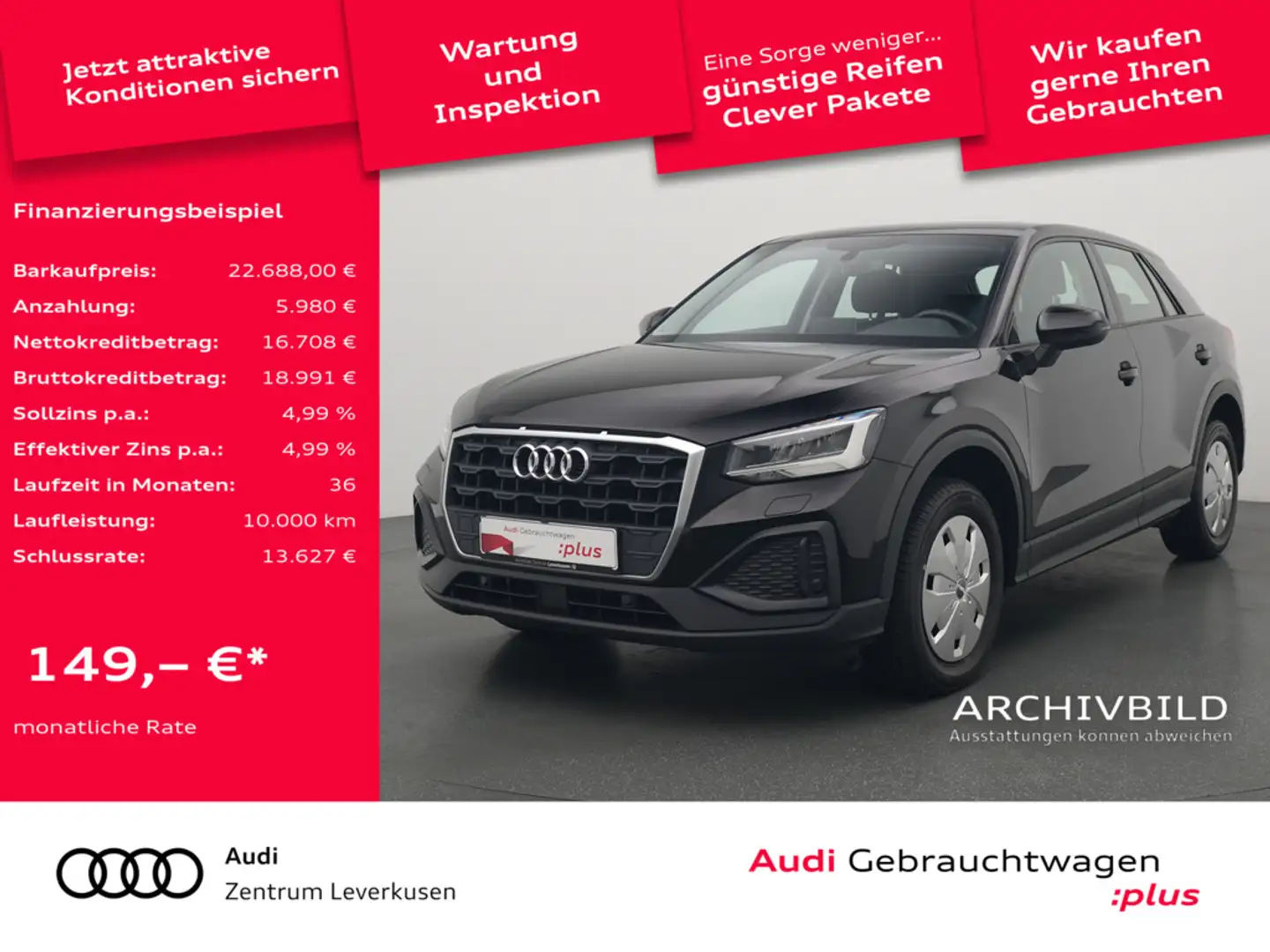 Audi Q2 1.0 30 TFSI LED SHZ PDC KLIMA NAVI Schwarz - 1