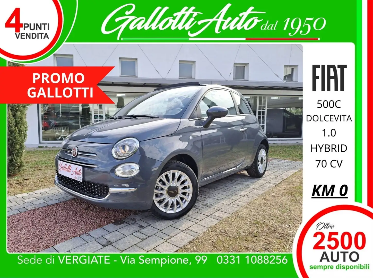 Fiat 500C Dolcevita 1.0 hybrid 70CV - PROMO GALLOTTI Grau - 1